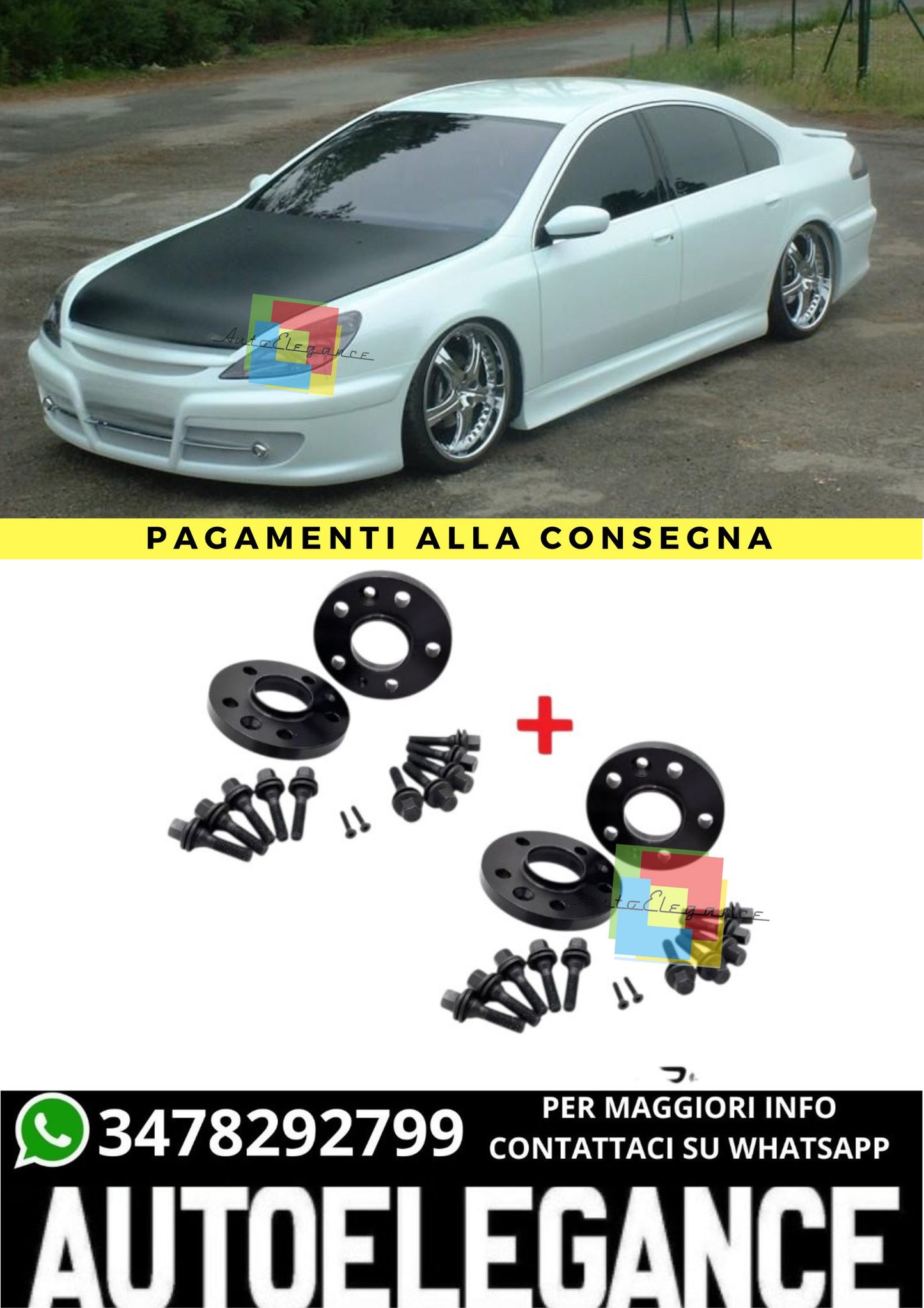 ⭐KIT 4 DISTANZIALI 16+20mm NERO ADATTO PER PEUGEOT 607 dal 2000 al 2011 5 fori⭐