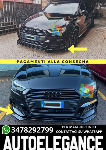 🔥1789 SPLITTER ADATTO PER AUDI A3 8V 2017-2020 S3 SLINE NERO LUCIDO V.2🔥