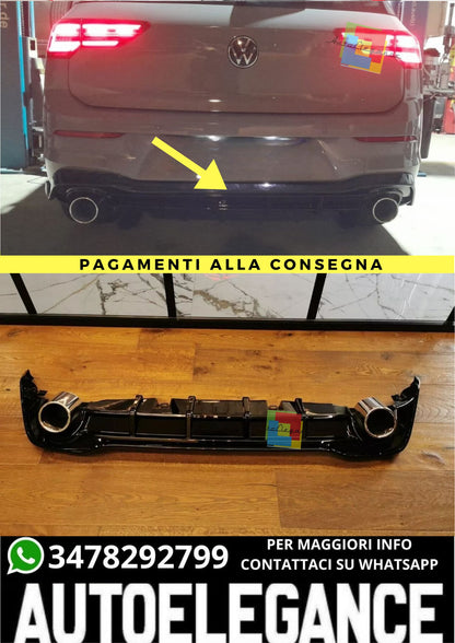 0512🔥DIFFUSORE POSTERIORE VW GOLF 8 19+ SOTTO PARAURTI TERMINALI GTI ABS 1+1🔥