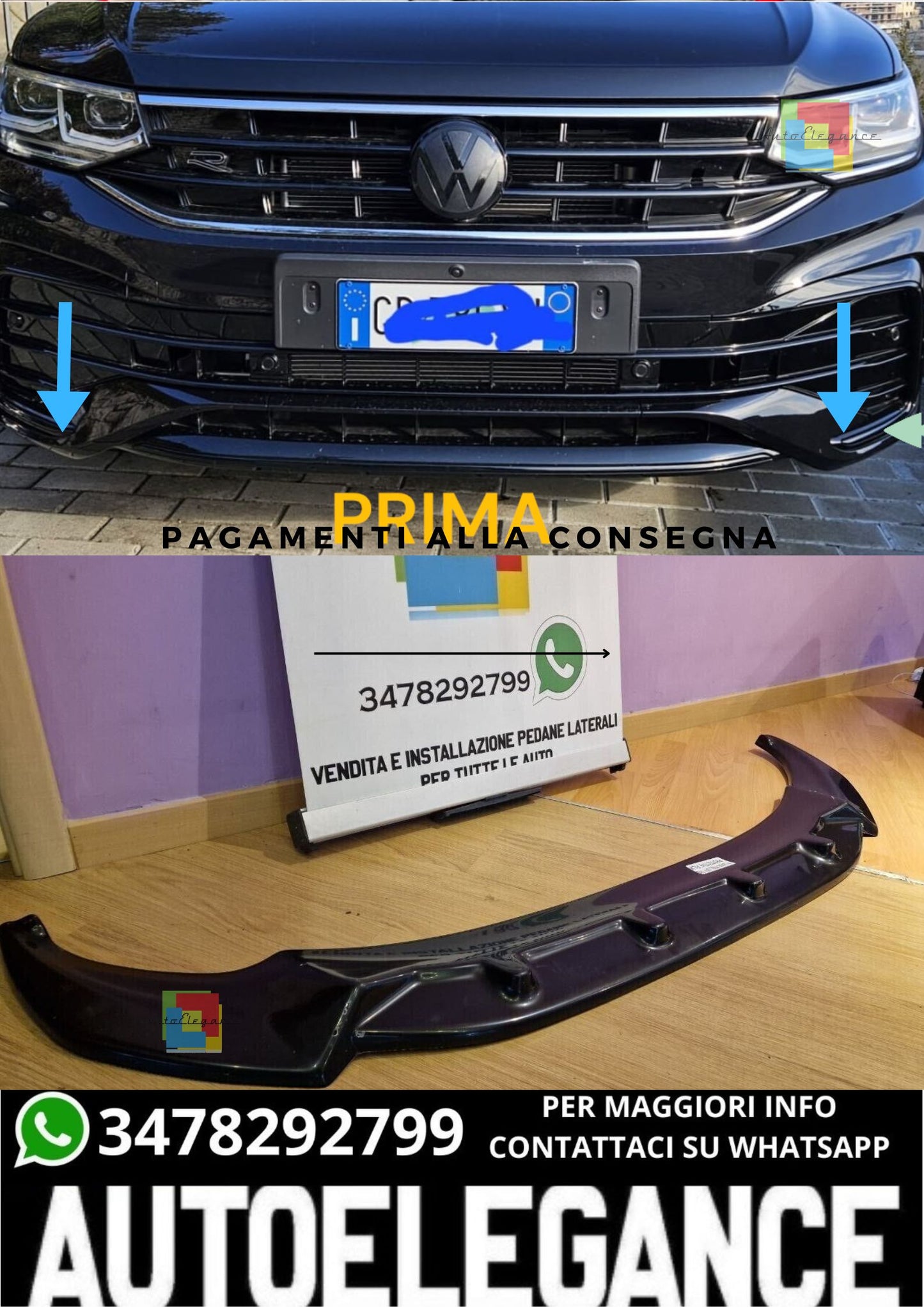 🔥SPLITTER VW TIGUAN 2020+ R RLINE NERO LUCIDO🔥