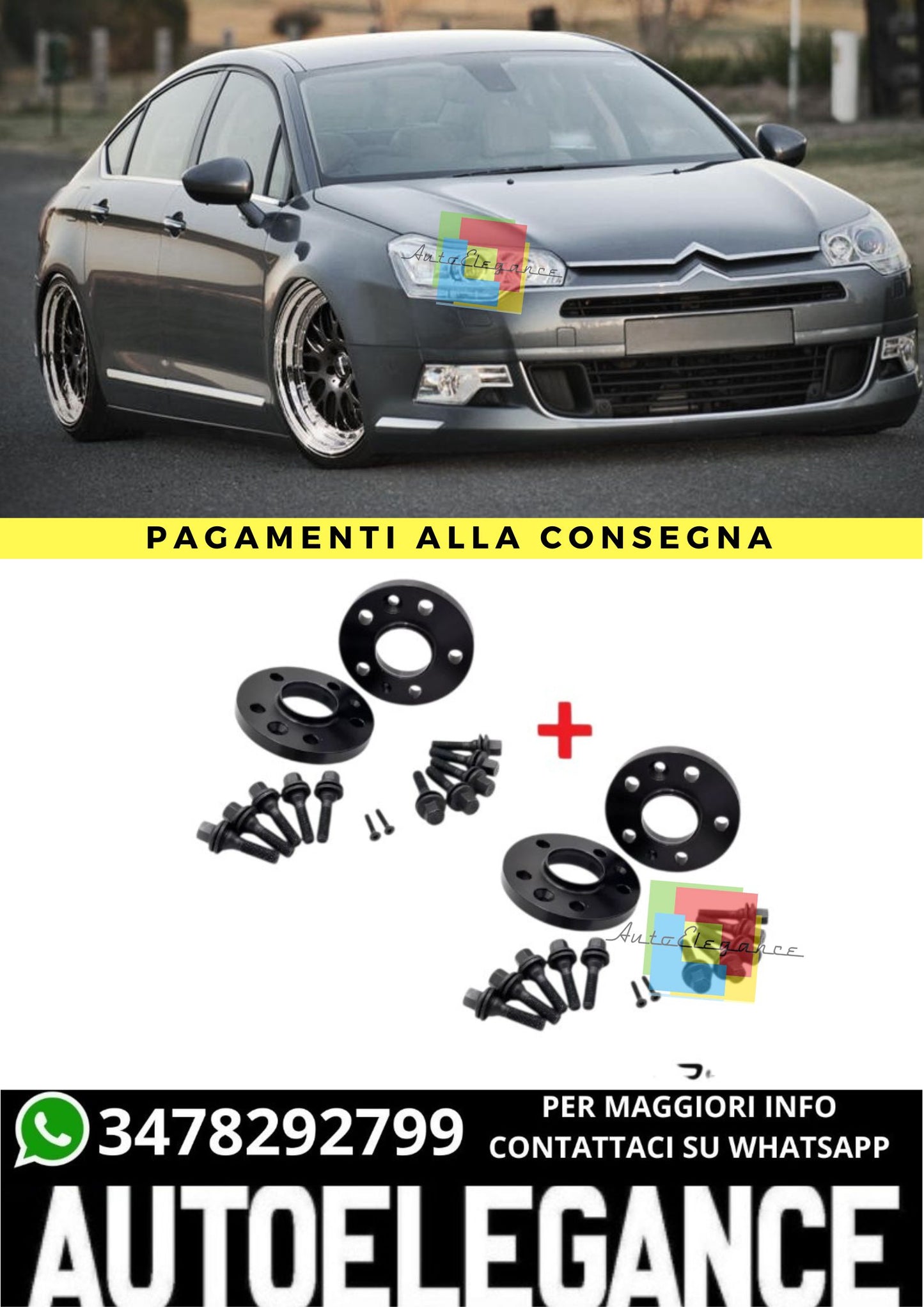 ⭐KIT 4 DISTANZIALI 16+20mm NERO ADATTO PER CITROEN C5 III 5 fori (RD) dal 2008⭐
