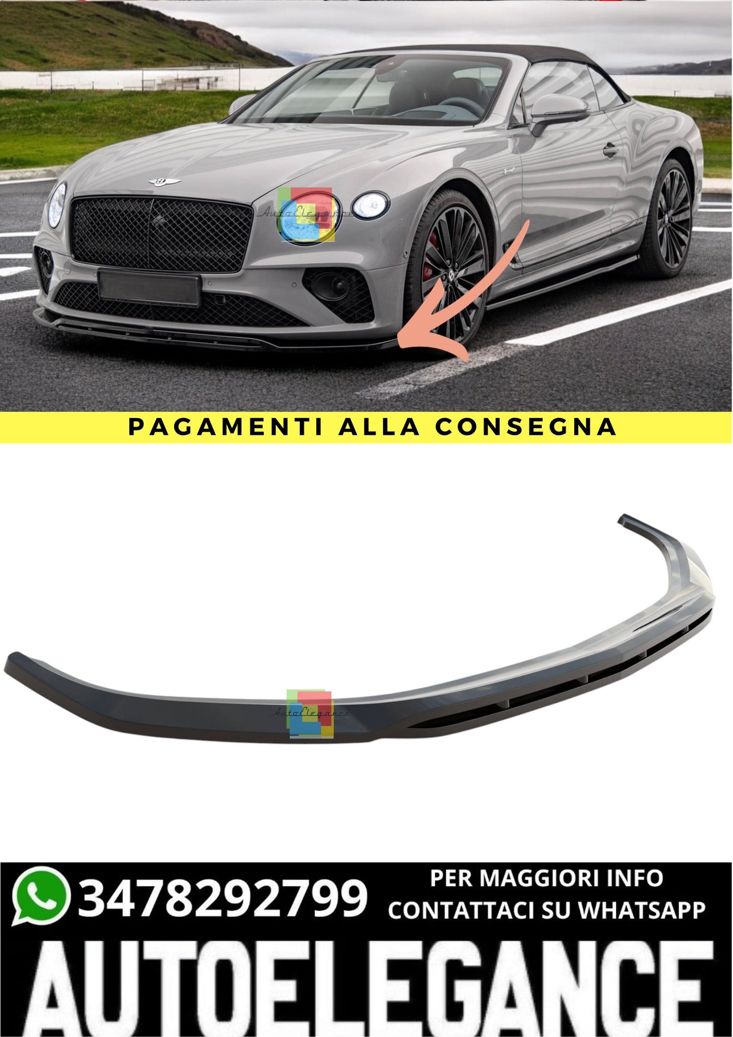 🔥Splitter Anteriore Adatto Per Bentley Continental GT Mk3🔥