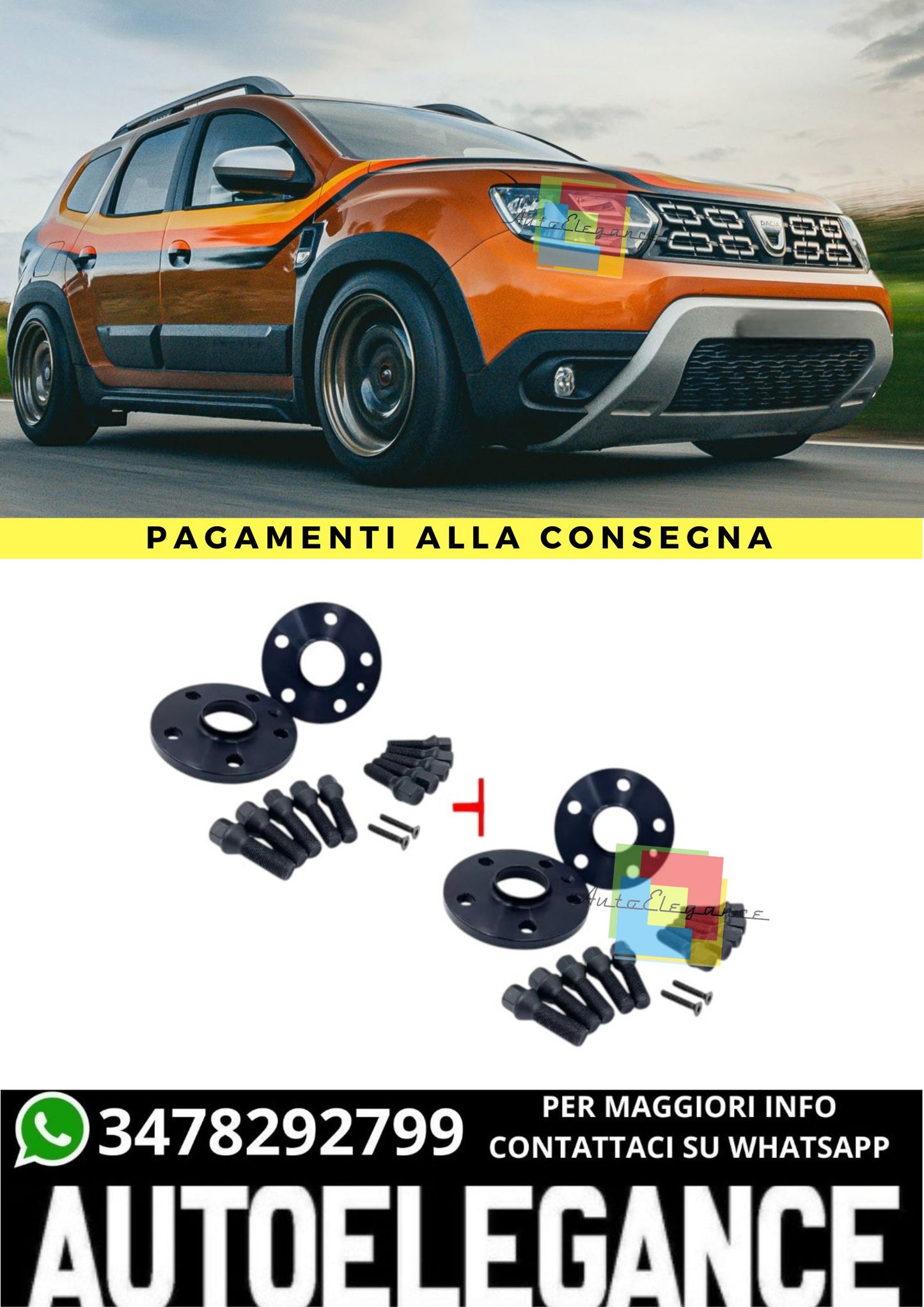 ⭐KIT 4 DISTANZIALI 16+20mm NERO ADATTO PER DACIA Duster II (SR, HM) dal 2018⭐