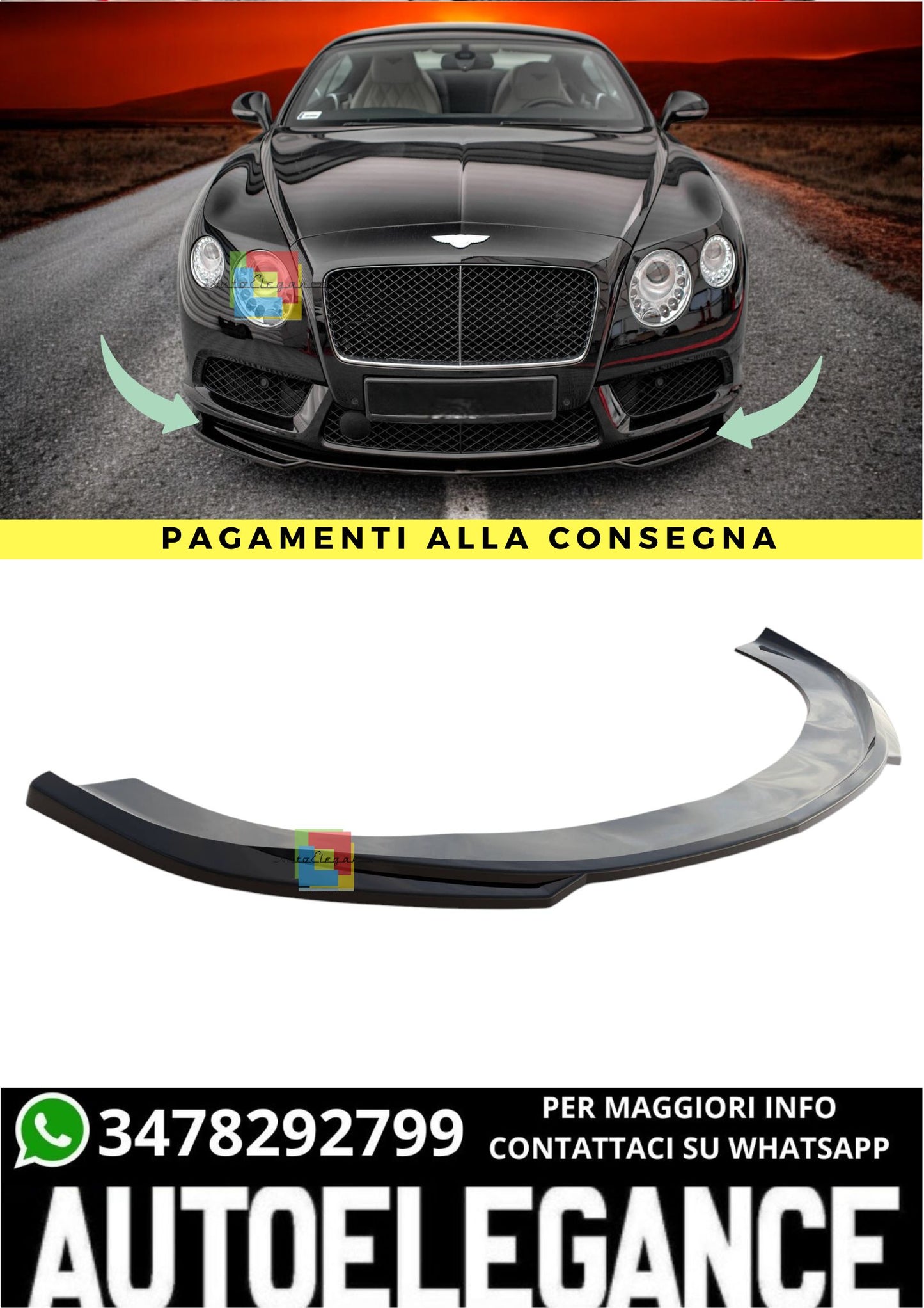 🔥Splitter Anteriore V.2 Adatto Per Bentley Continental GT V8 S Mk2🔥