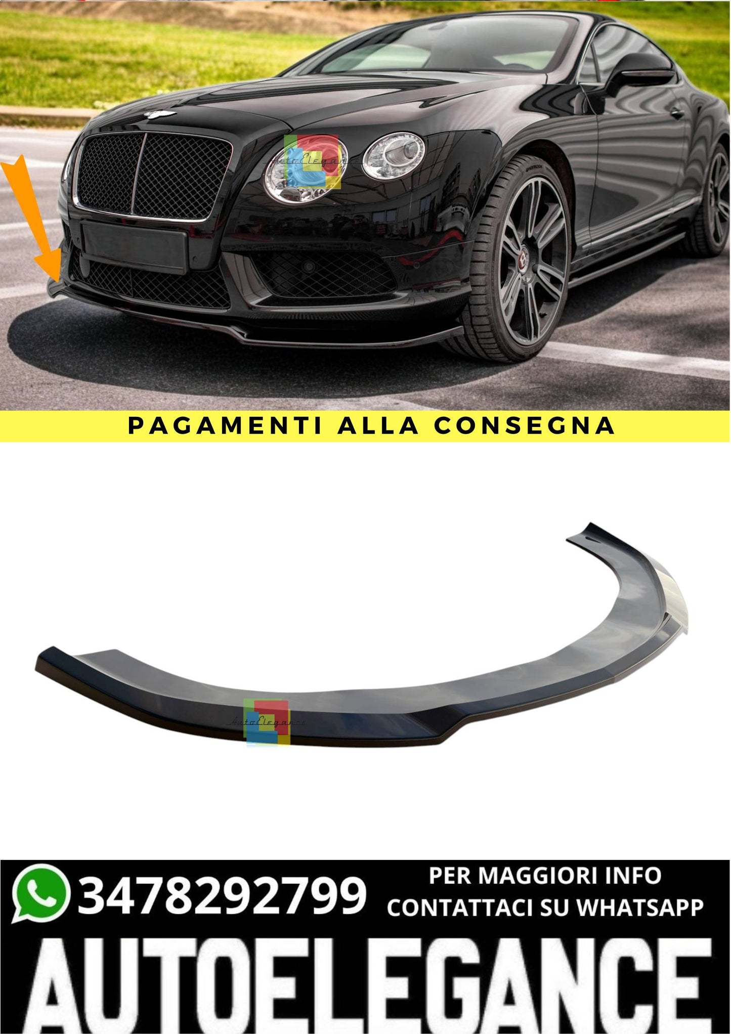 🔥Splitter Anteriore V.1 Adatto Per Bentley Continental GT V8 S Mk2🔥