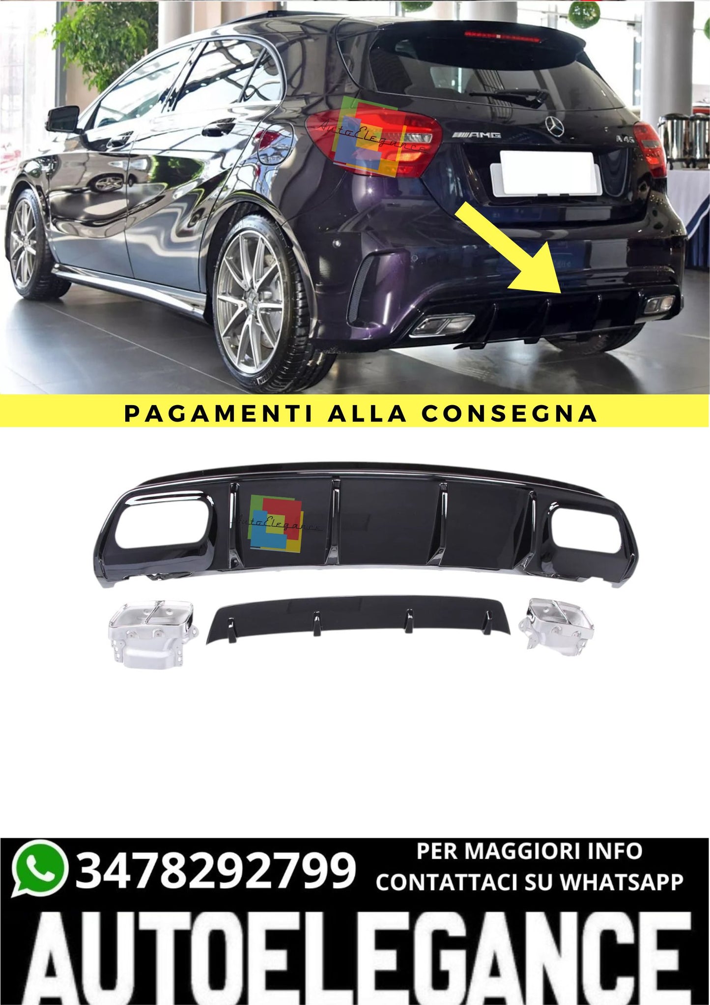 ❤️‍🔥Diffusore posteriore terminale di scarico doppio per Mercedes W176❤️‍🔥