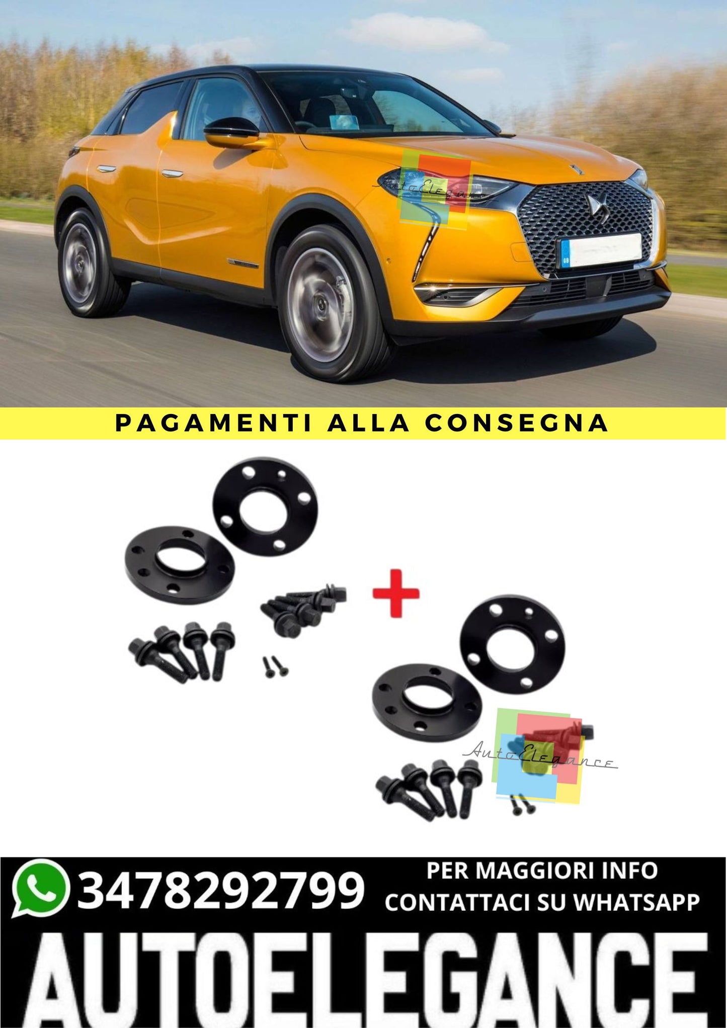 ⭐KIT 4 DISTANZIALI 16+20mm NERO ADATTO PER CITROEN DS3 CROSSBACK dal 2018⭐