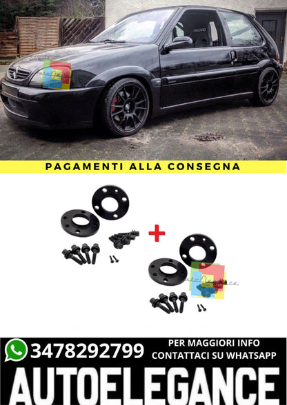 ⭐KIT 4 DISTANZIALI 16+20mm NERO ADATTO PER CITROEN Saxo 4 fori dal 96 al 04⭐