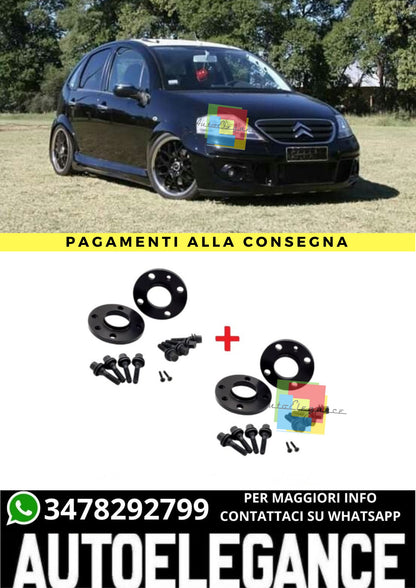 ⭐KIT 4 DISTANZIALI 16+20mm NERO ADATTO PER CITROEN C3 I dal 2002 al 2009⭐