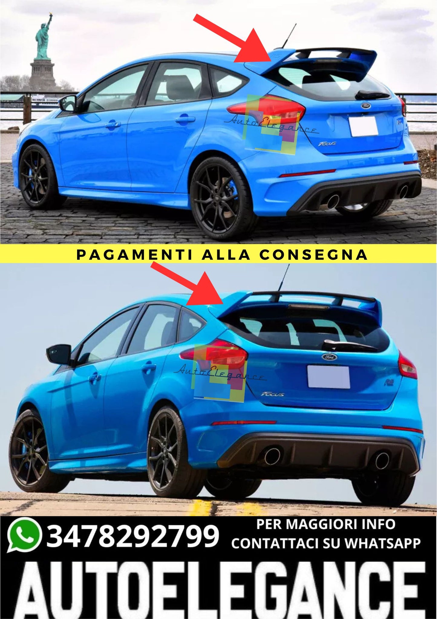 🔥SPOILER  ADATTO PER  FORD FOCUS 3 STYLE RS ( 2011-2018 )🔥v