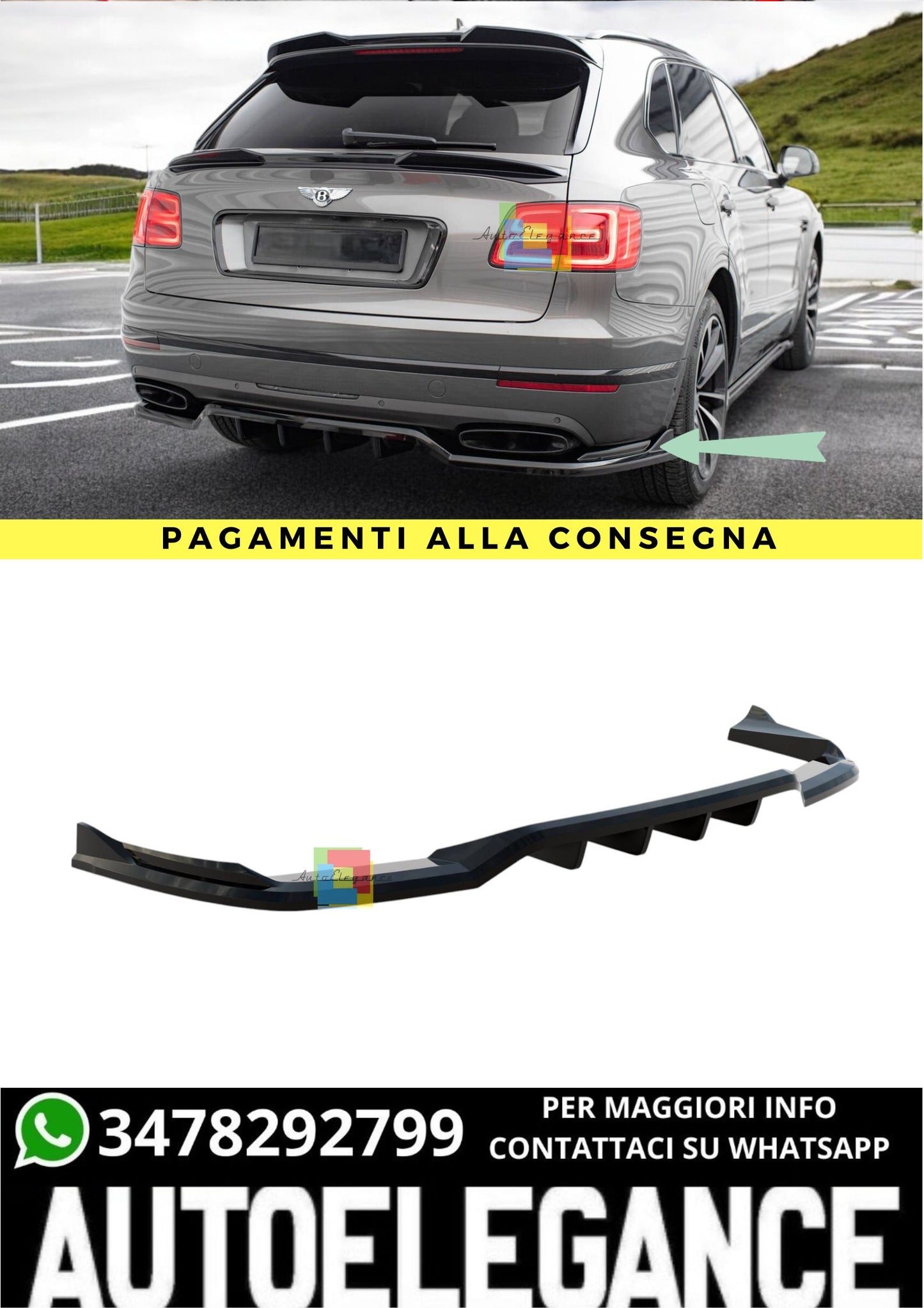 🔥Splitter Posteriore (con barre verticali)  Adatto Per Bentley Bentayga Mk1🔥