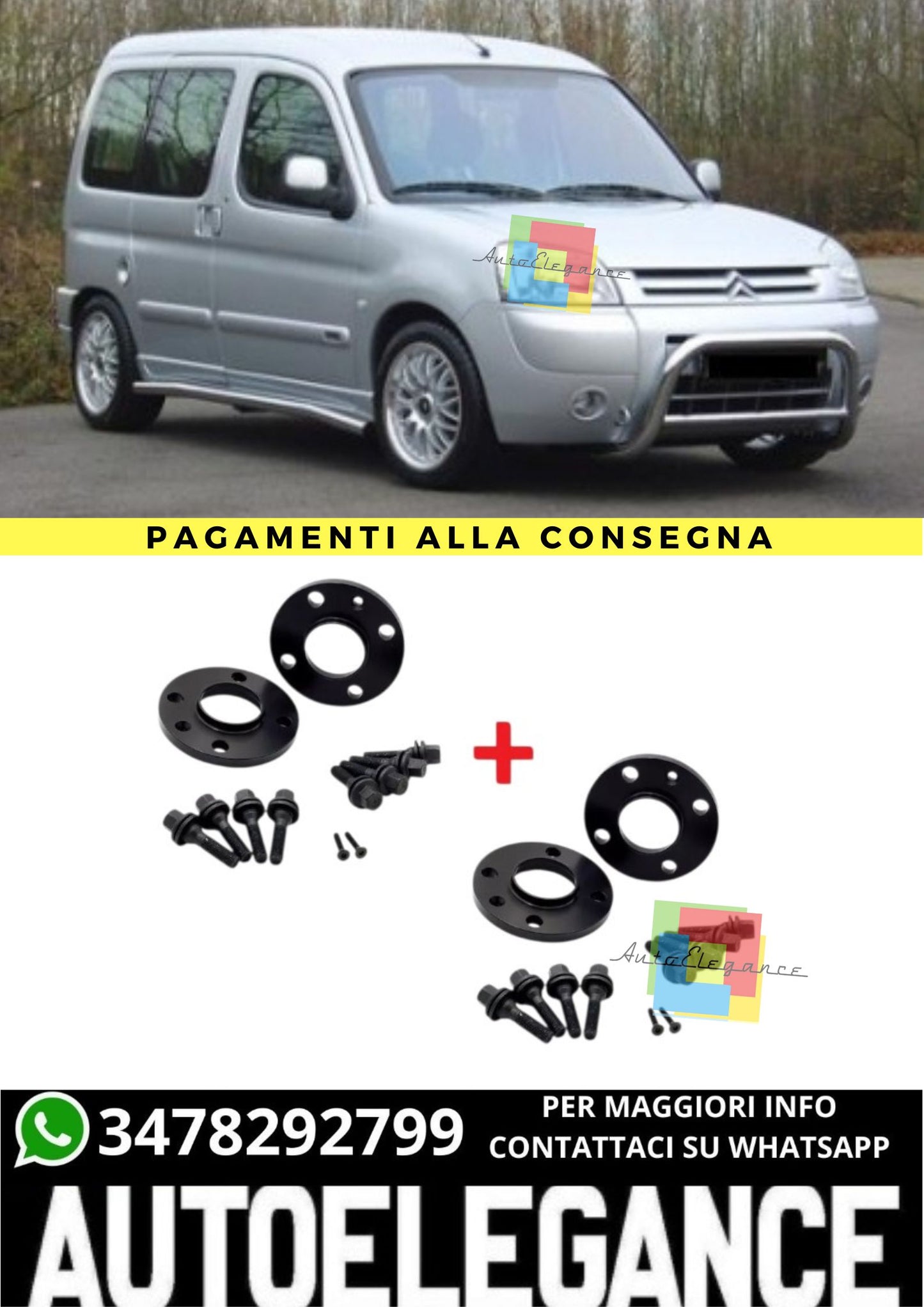 ⭐KIT 4 DISTANZIALI 16+20mm NERO ADATTO PER CITROEN Berlingo I dal 1996 al 2003⭐