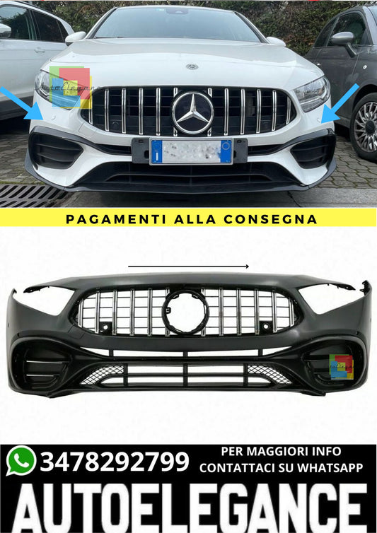 💥0221 PARAURTI ANTERIORE ADATTO PER MERCEDES CLASSE A W177 LOOK AMG A45S A45💥
