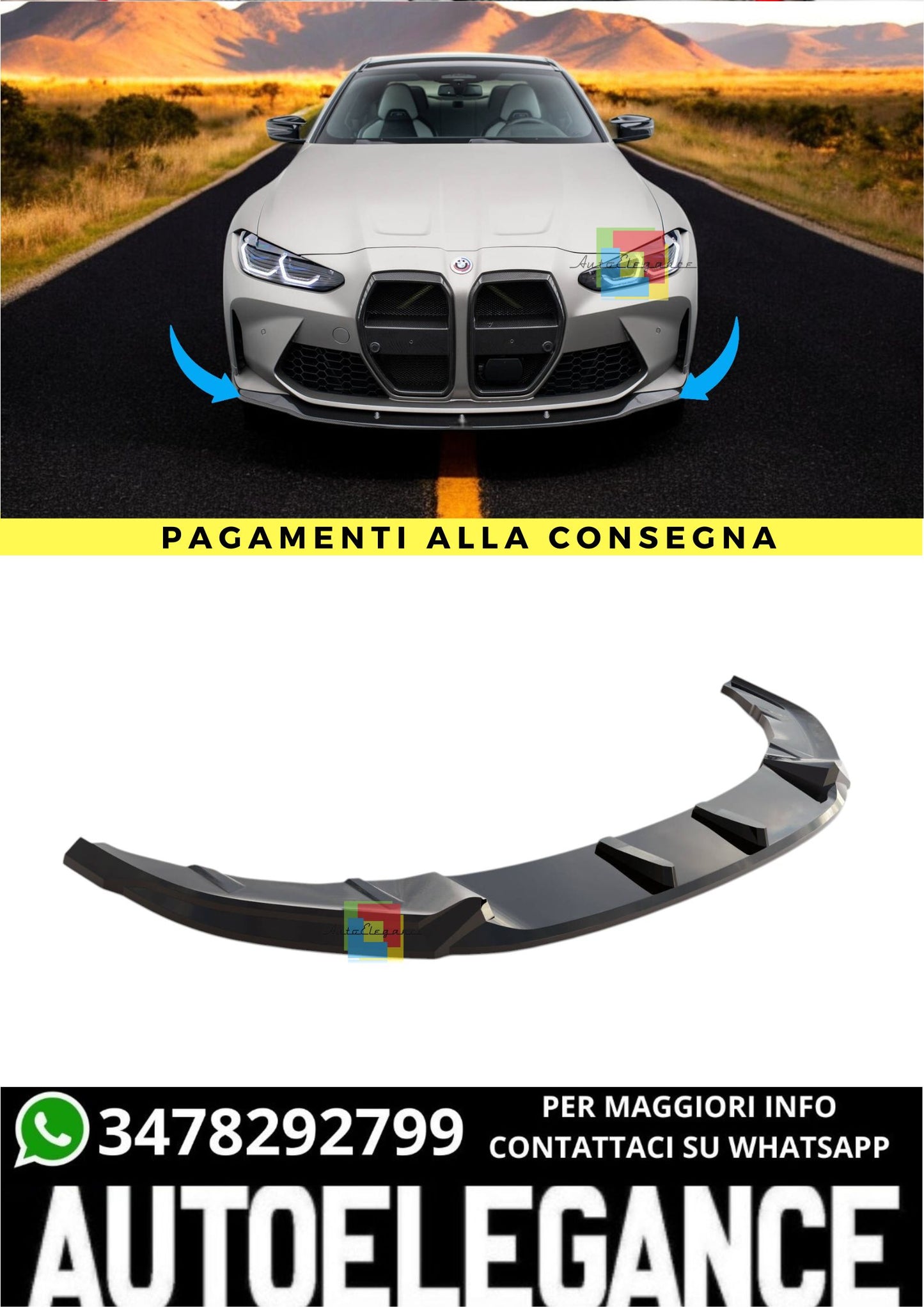 🔥Splitter Anteriore Carbon Fiber V.3 Adatto Per  BMW M4 G82 / M3 G80🔥