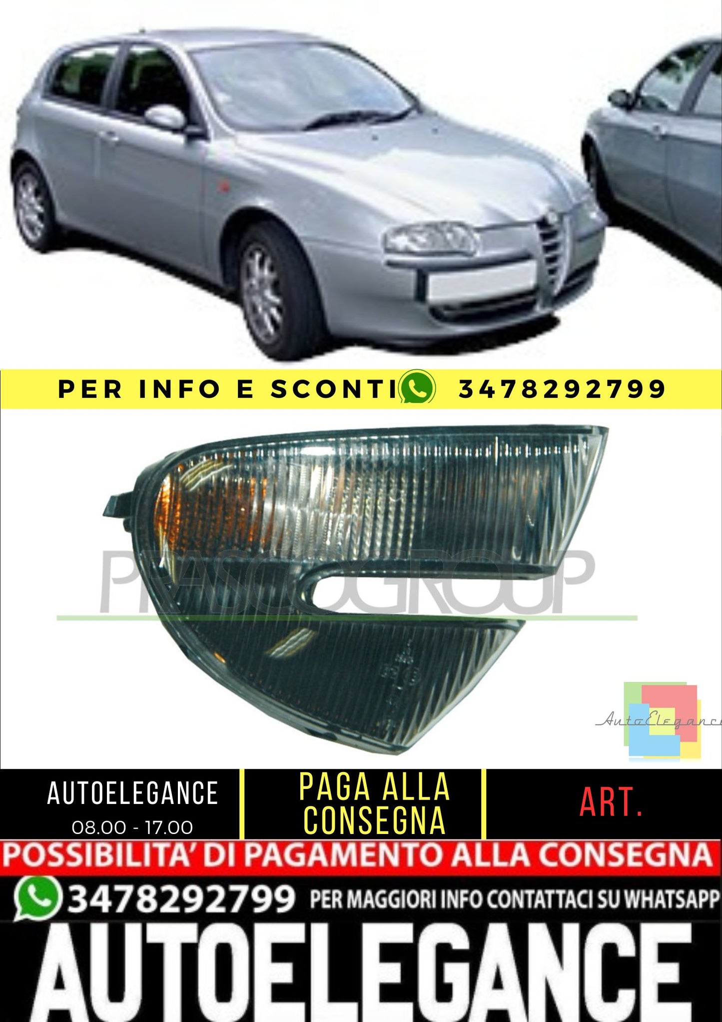 🔥AA3404303 FANALE DESTRO-BIANCO ANTERIORE PER ALFA ROMEO 147🔥