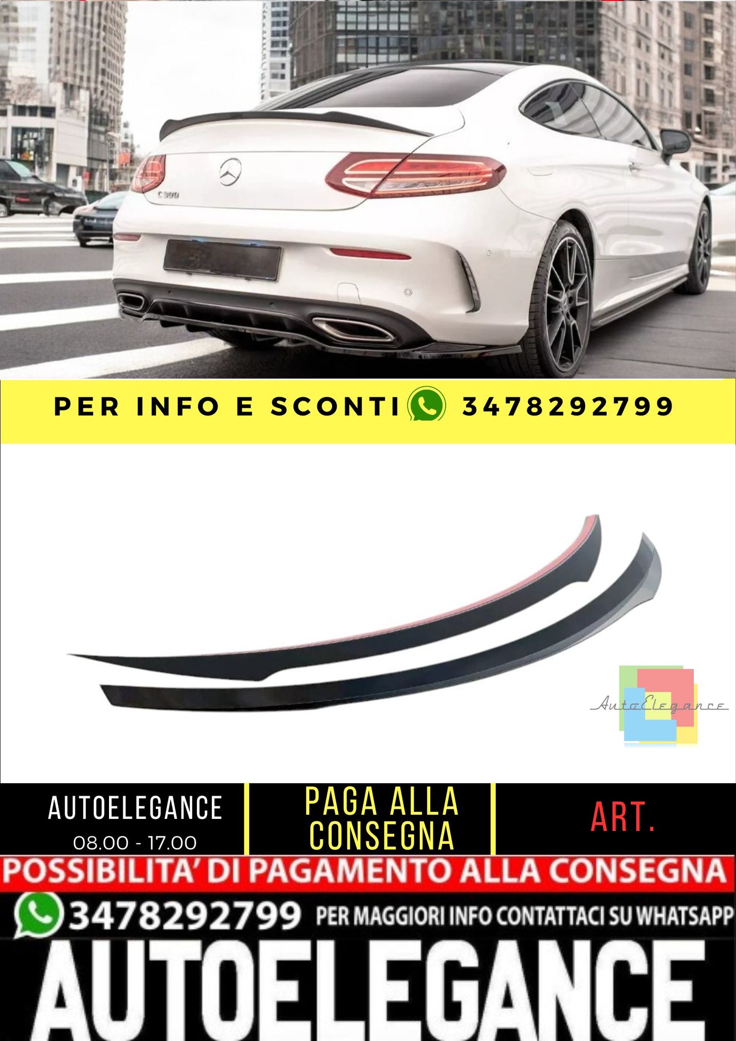 ✨SPOILER ALA AGGIUNTIVA per Mercedes C W205 Coupe AMG-Line 2015-2021✨