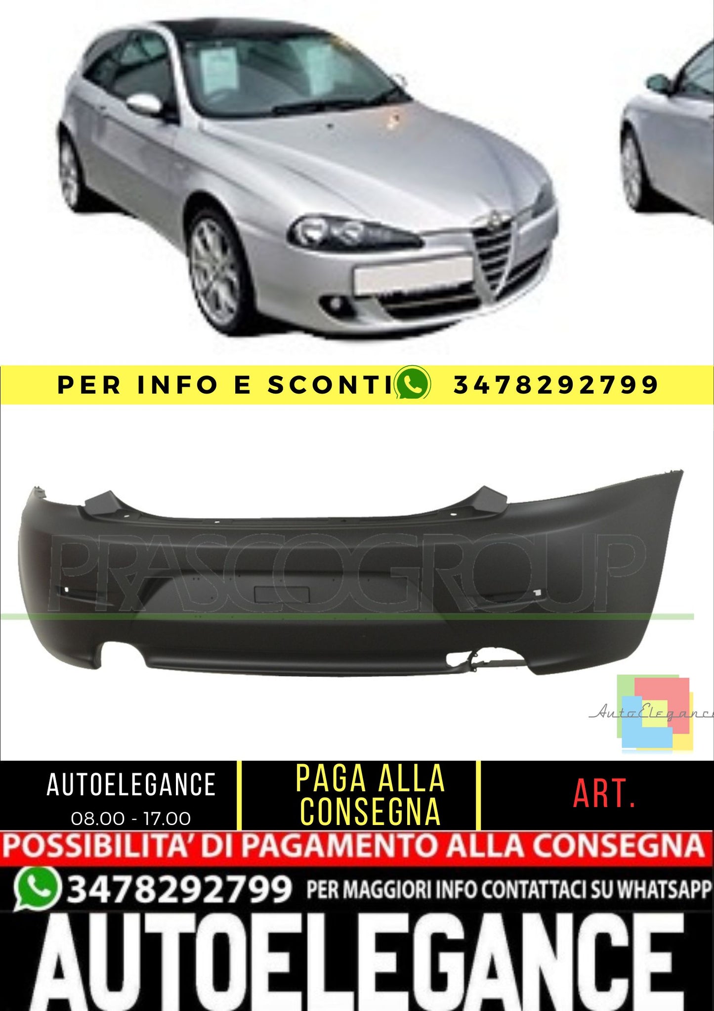 🔥AA3421051 REAR BUMPER-WITH PRIMER FOR ALFA ROMEO 147 2004-2010🔥 
