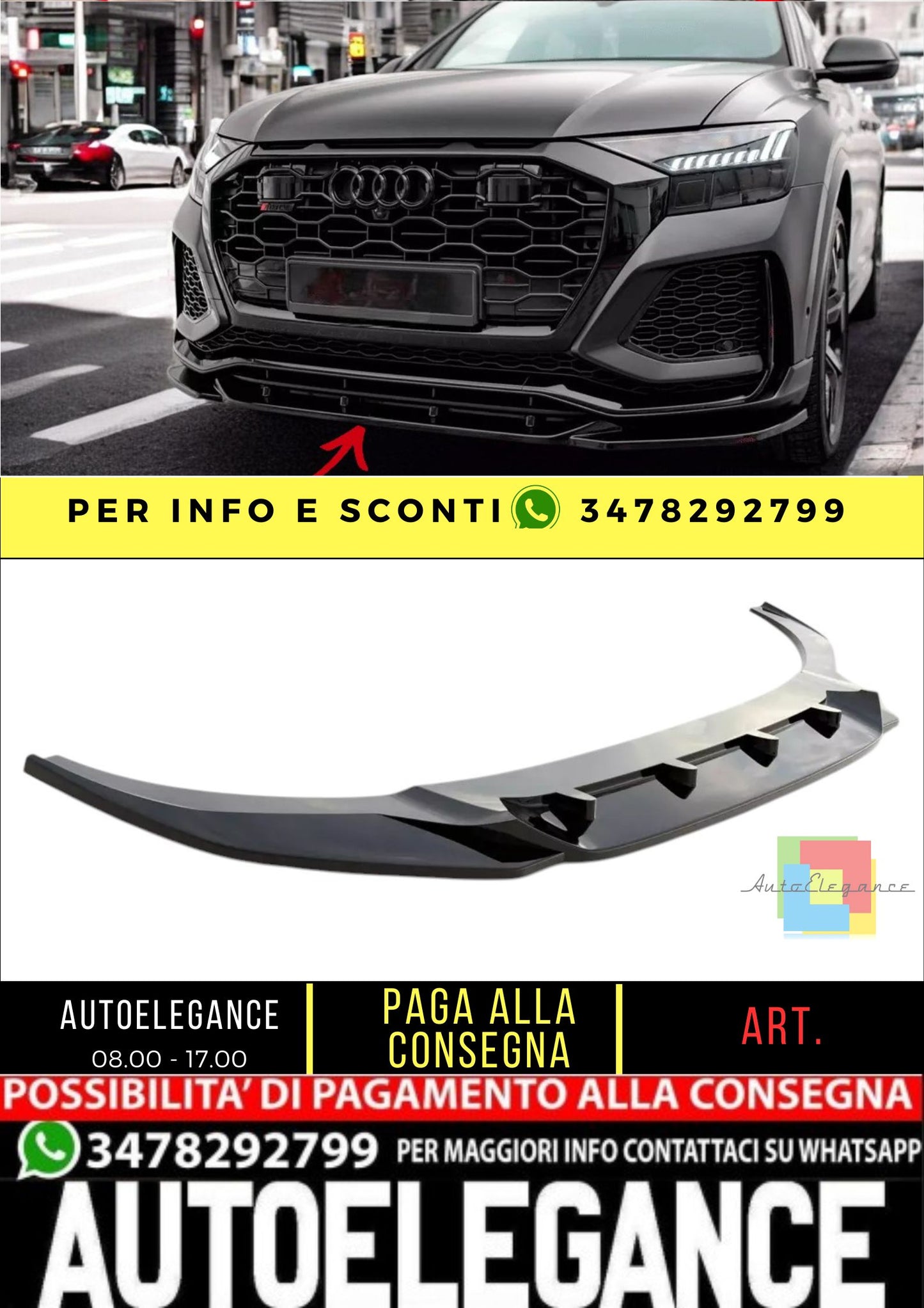 ✨SPLITTER V2 Design Lucido ADATTO PER Audi RSQ8 MK1 2019+✨