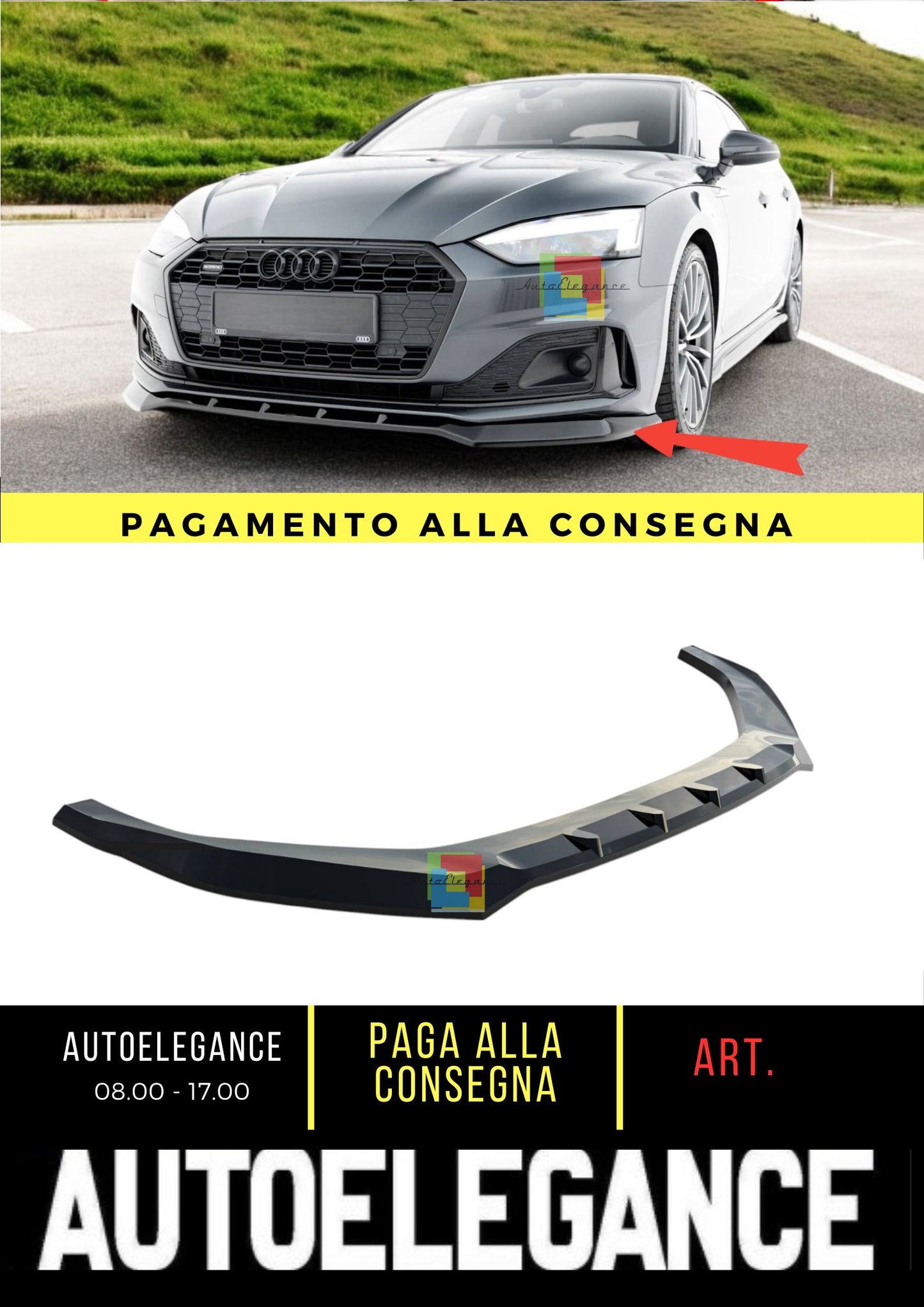 💎Splitter anteriore V.2 Adatto Per Audi A5 F5 Facelift💎