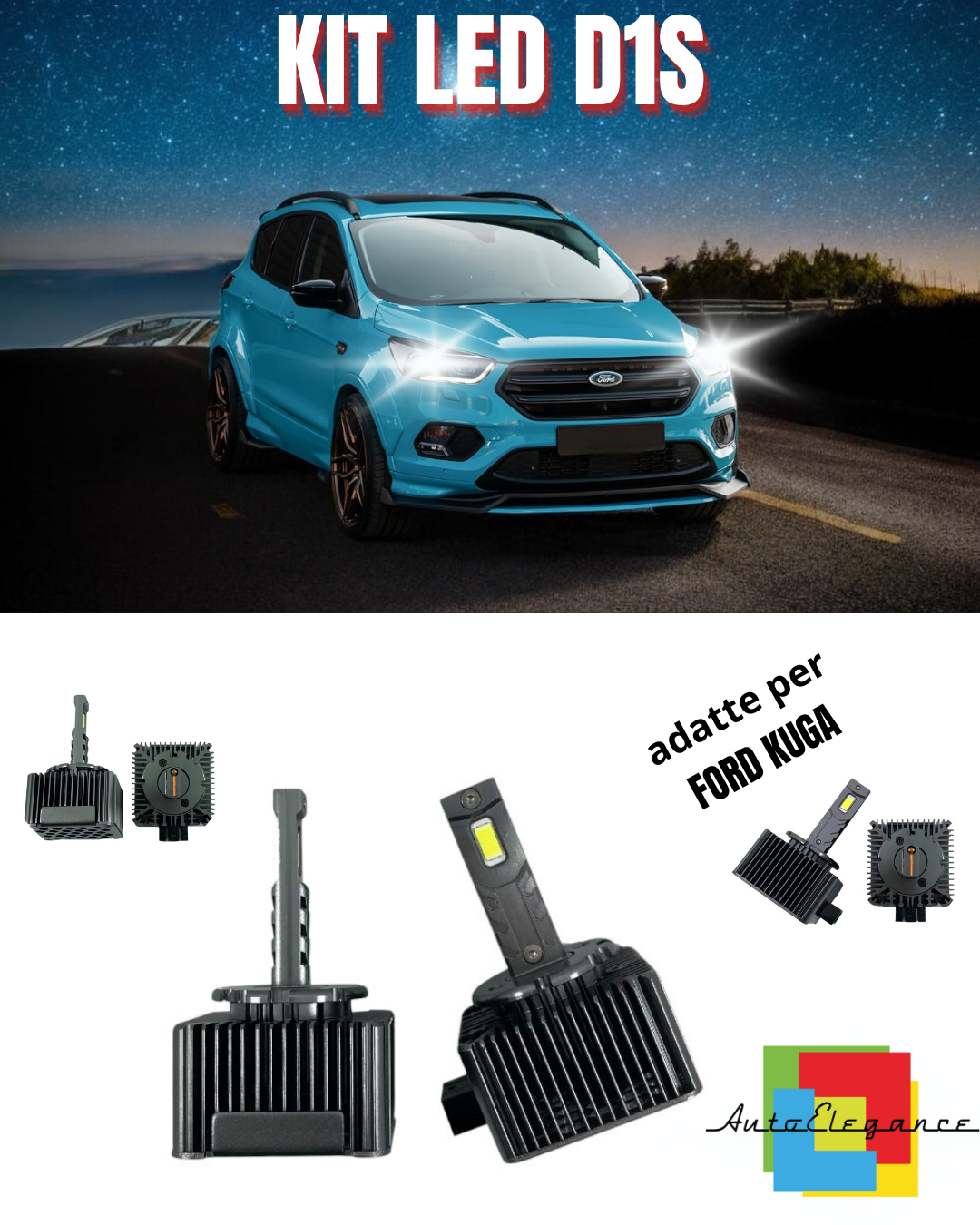 ⭐LAMPADE D1S LED 6000K DA XENON A LED MATRIX ADATTO PER FORD KUGA ⭐