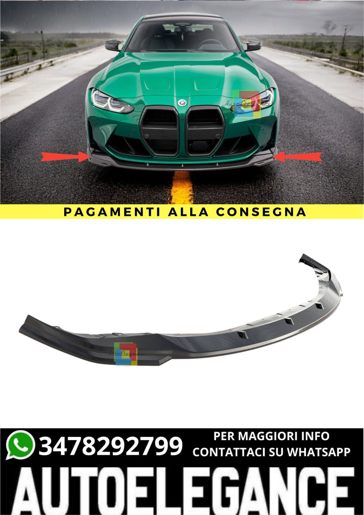 🔥Splitter Anteriore V.2 Adatto Per BMW M3 Sedan / Touring G80 / G81🔥