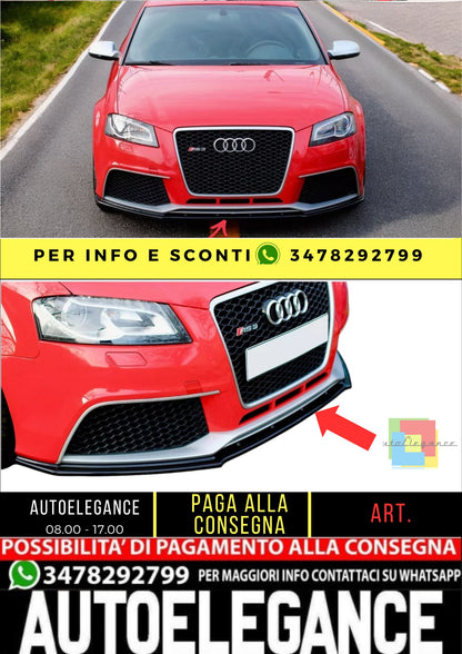 ✨SPLITTER anteriore design nero lucido ABS per Audi Rs3 8P 2011-2012✨