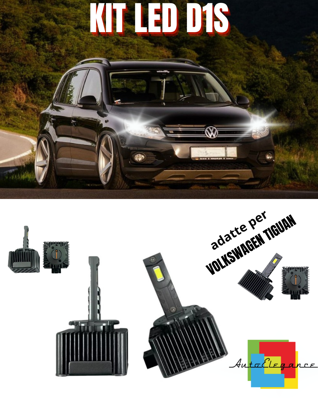 ⭐LAMPADE D1S LED 6000K DA XENON A LED MATRIX ADATTO PER VOLKSWAGEN TIGUAN ⭐