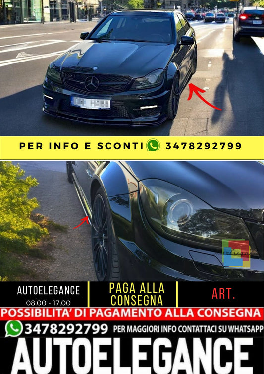 ✨MINIGONNE LATERALI Design Lucido ABS per Mercedes Classe C W204 C63 AMG 11-14✨