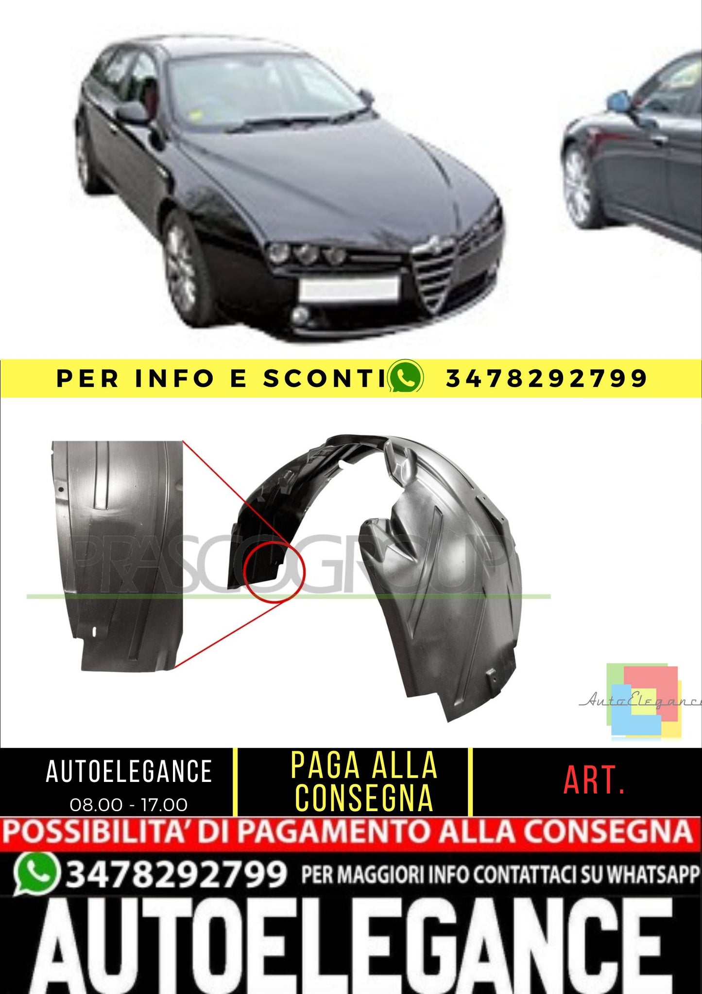 🔥AA0903603 PASSARUOTA ANTERIORE DESTRO ADATTO PER ALFA ROMEO 159 2005-2011🔥