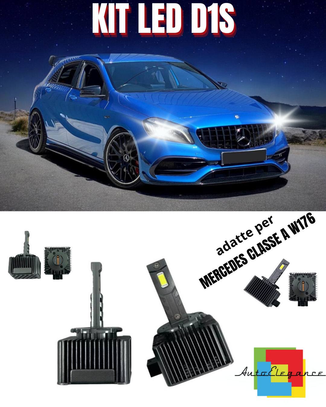 ⭐D1S LED 6000K XENON TO LED MATRIX LAMPS SUITABLE FOR MERCEDES A-CLASS W176 ⭐