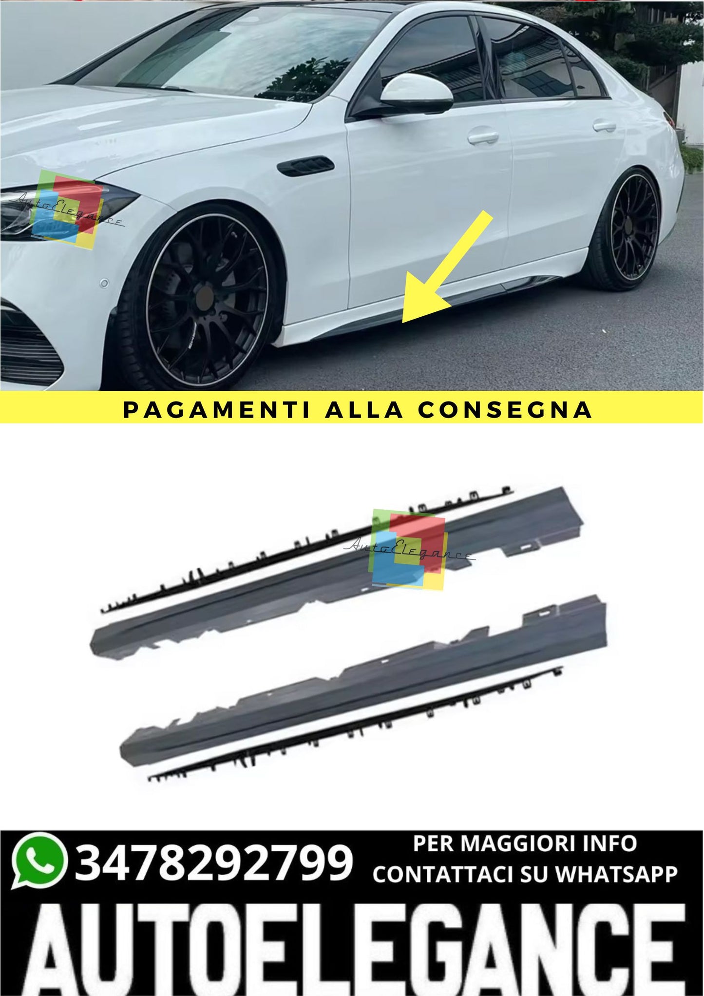 ❤️‍🔥Set minigonne laterali C63 AMG Look per Mercedes Classe C (W206) ❤️‍🔥
