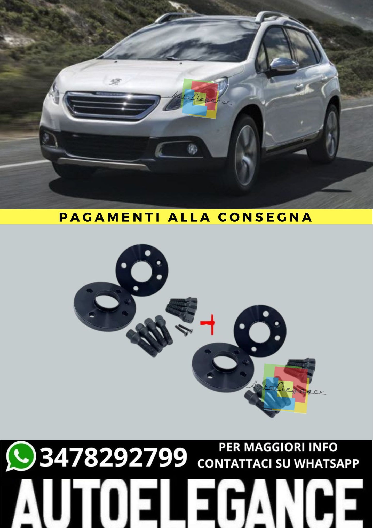 🔥KIT 4 DISTANZIALI  16+20mm adatto per  PEUGEOT 2008 (CU) dal 2013 al 2018🔥