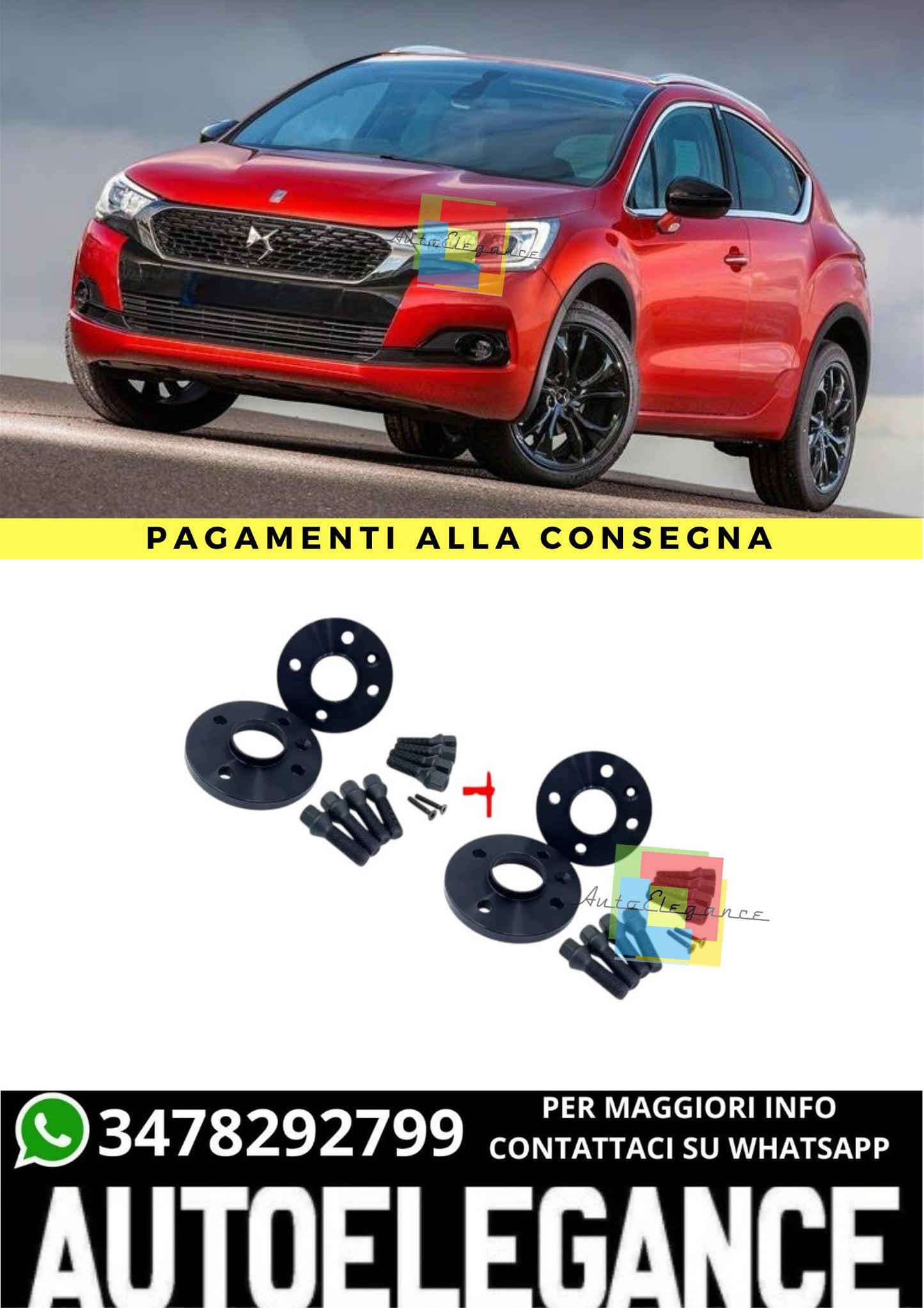 ⭐KIT 4 DISTANZIALI 16+20mm NERO ADATTO PER   DS4 CROSSBACK dal 2015 al 2018⭐