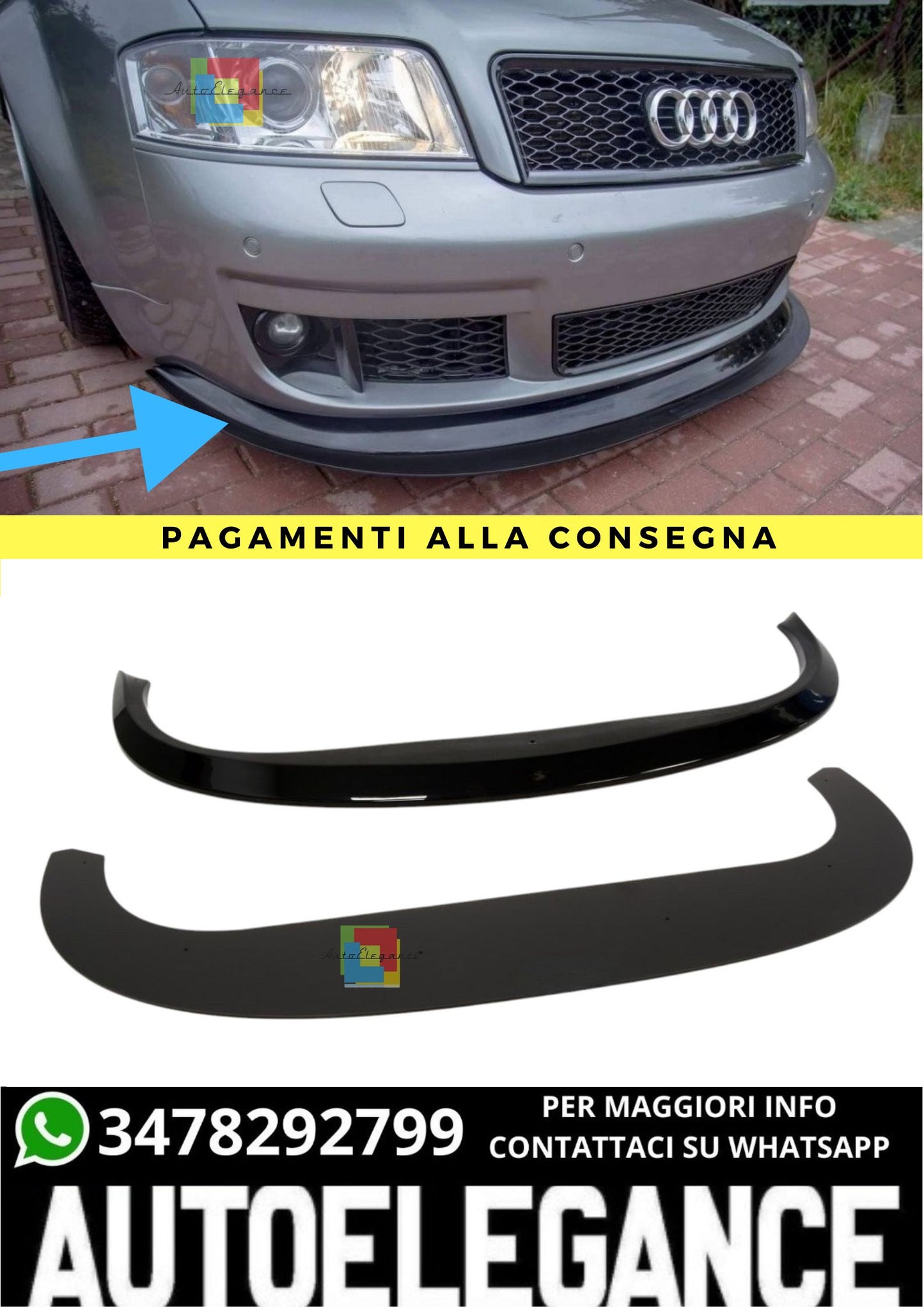 🔥SPLITTER ANTERIORE IBRIDO ADATTO PER AUDI RS6 C5🔥