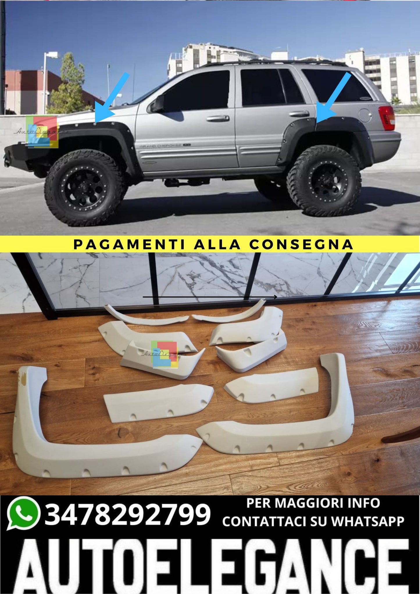 🔥PARAFANGHI ALLARGATI GRAND CHEROKEE WJ 1999-2004 GREZZI🔥