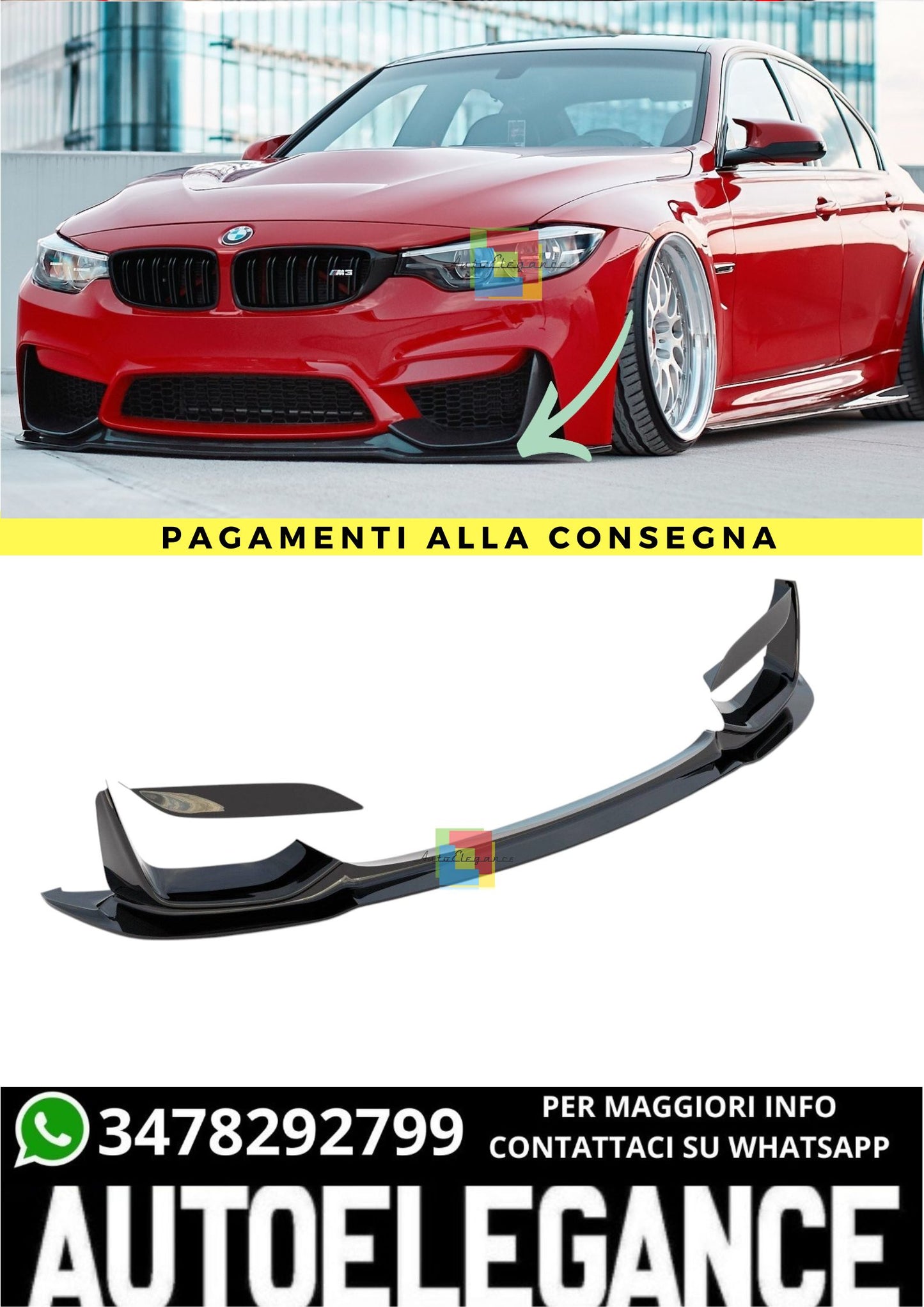🔥Splitter anteriore + cornici per prese d'aria laterali BMW M3 F80🔥