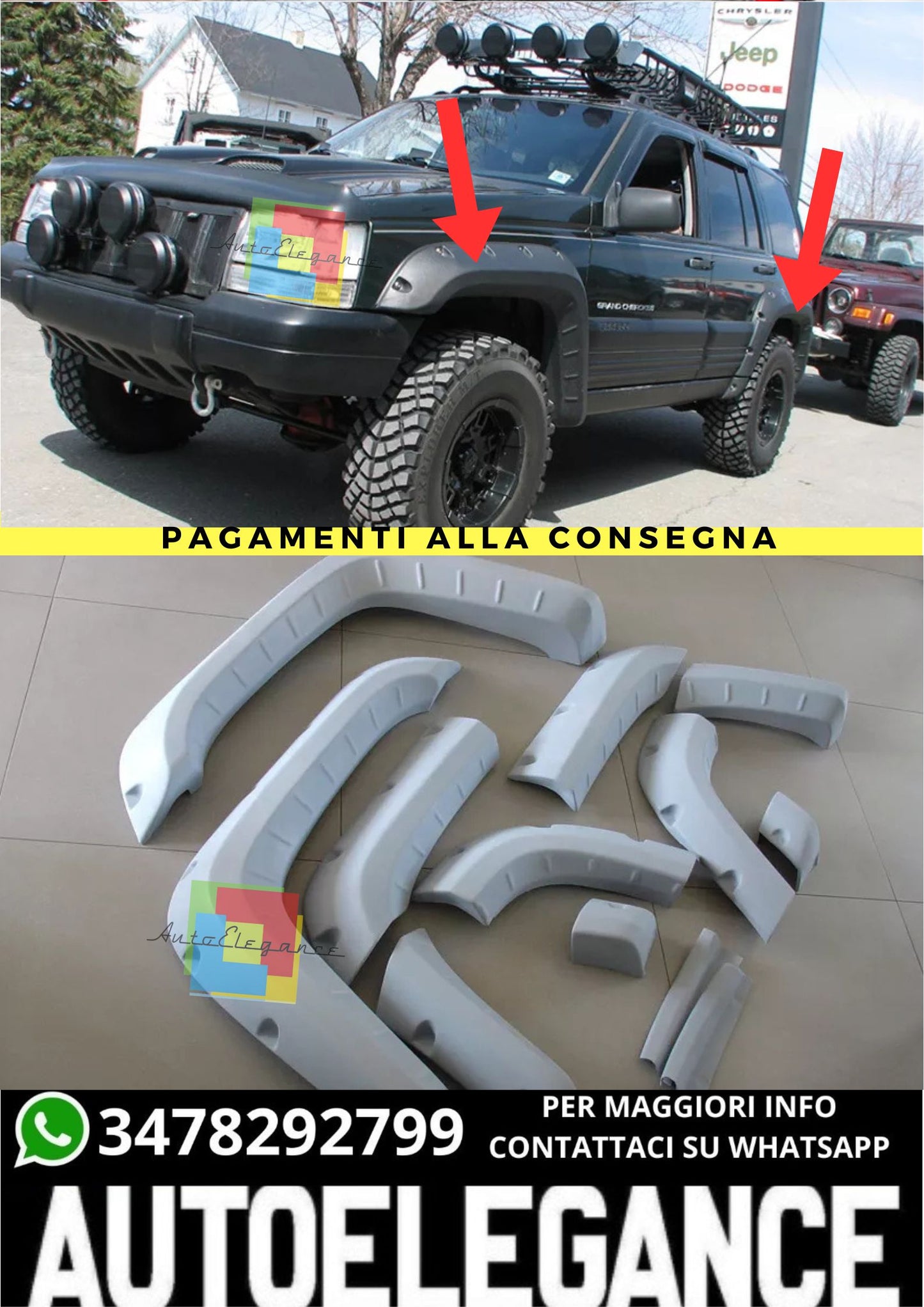 🔥KIT 4 PARAFANGHI  ADATTO PER  JEEP GRAND CHEROKEE ZJ ( 1992 - 1998 )🔥