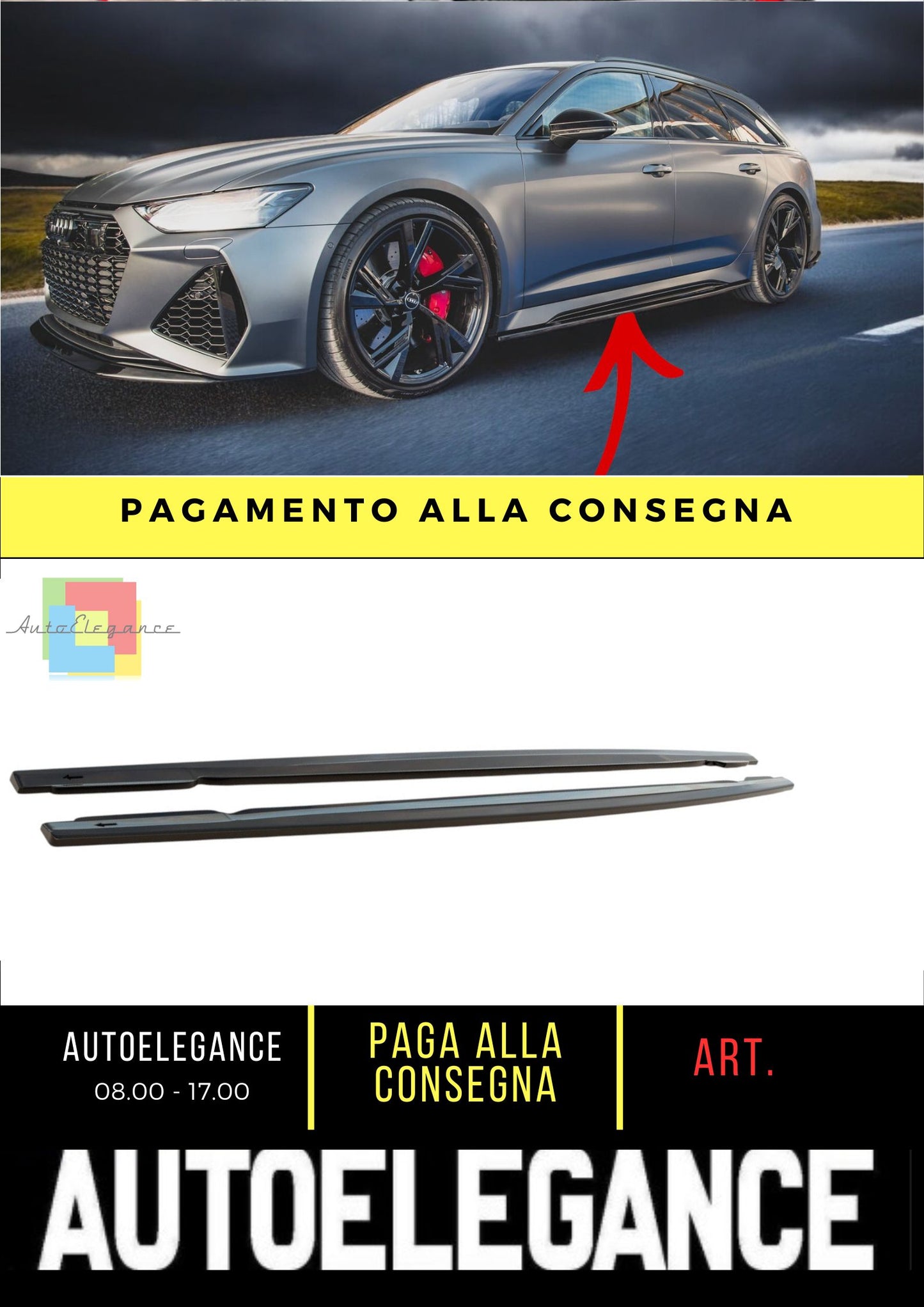 😎 Minigonne Laterali V.2 Adatto Per Audi RS6 C8😎