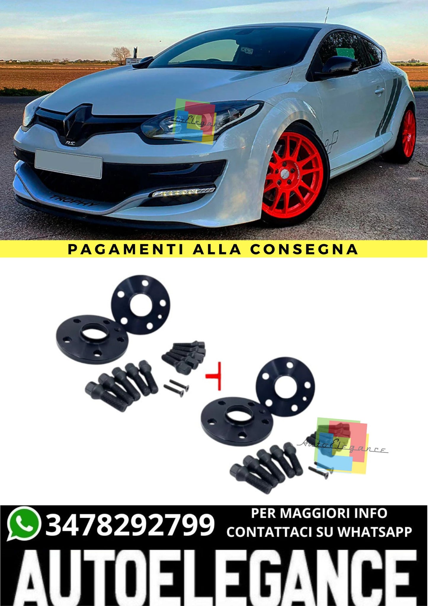 🔥KIT 4 DISTANZIALI  16+20mm adatto per  RENAULT Megane III dal 2008 al 2014🔥