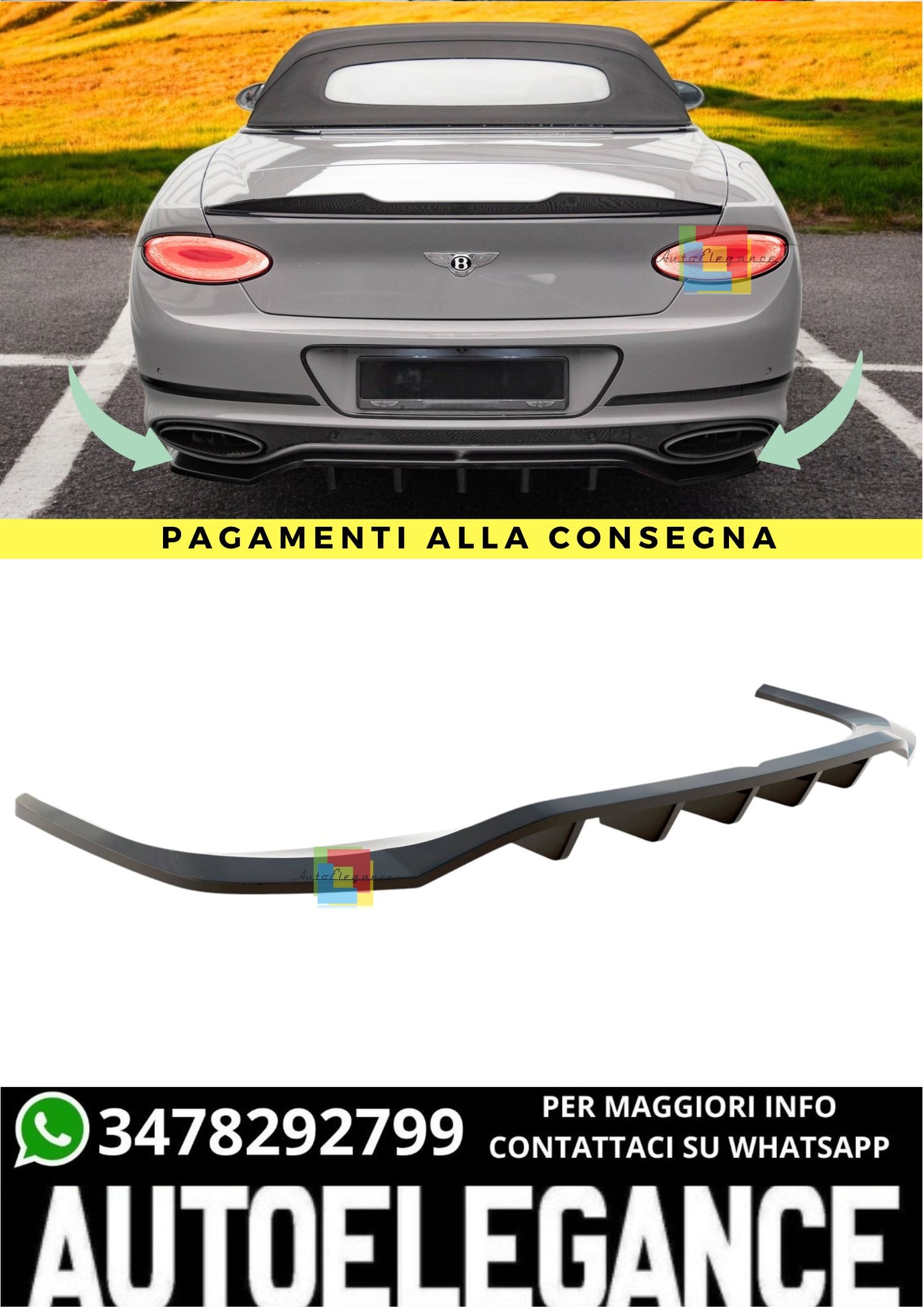 🔥Splitter (con barre verticali) Adatto Per Bentley Continental GT Mk3🔥