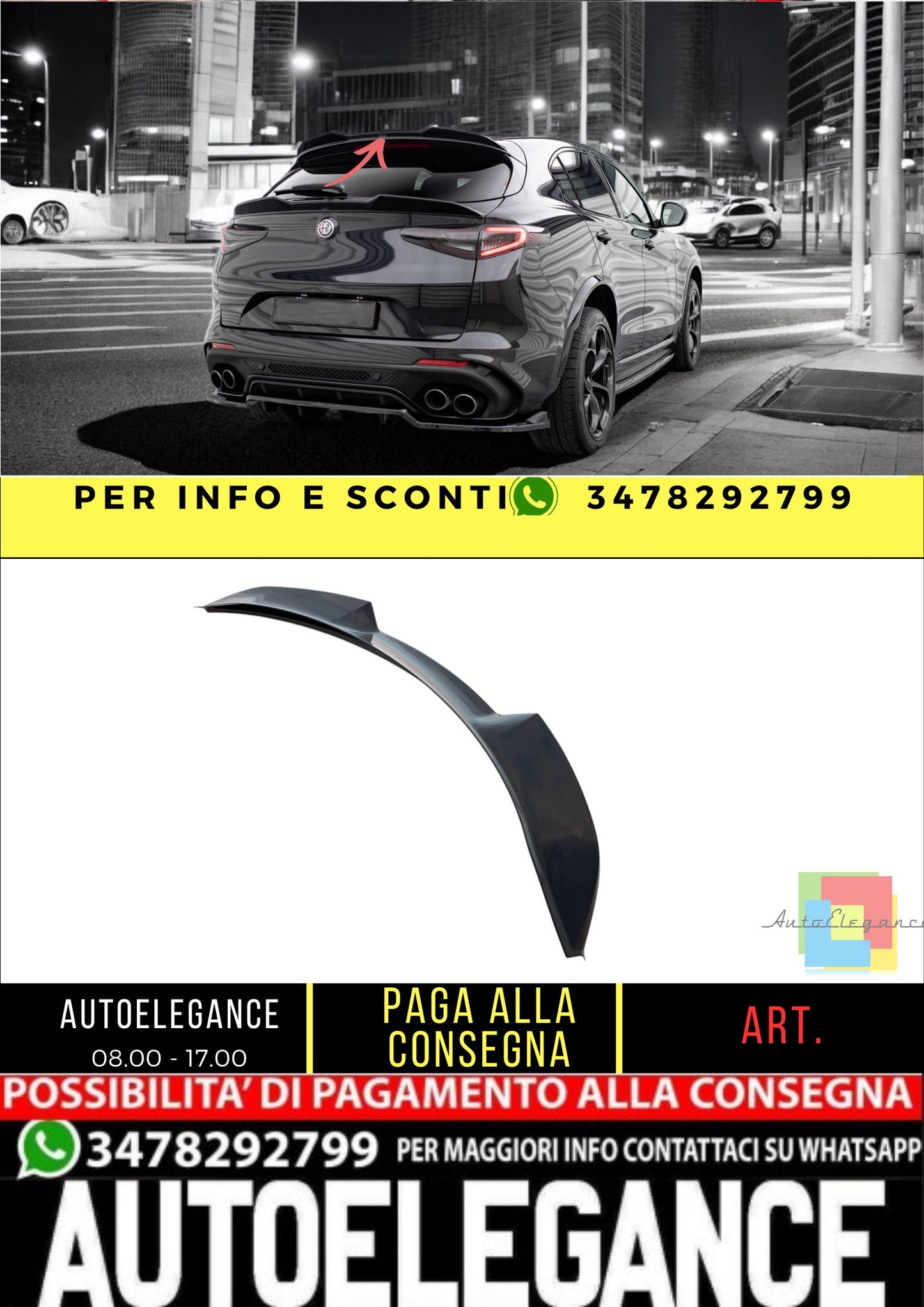 ✨Spoiler per Alfa Romeo Stelvio Quadrifoglio MK1 2016-2021✨