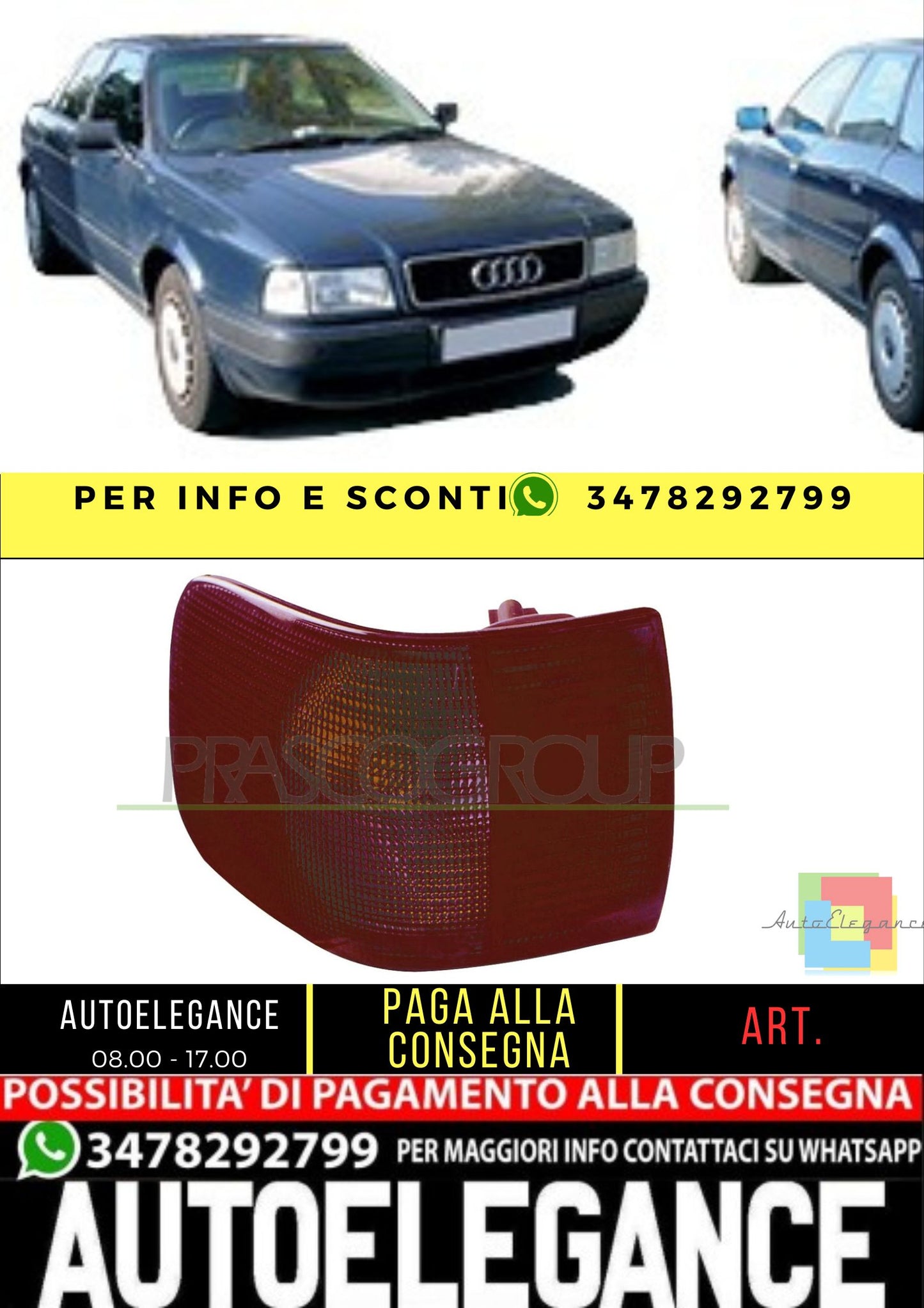 ✨AD0154153 FANALE POSTERIORE DESTRO-SENZA PORTALAMPADA PER AUDI - 80  1991-1994✨