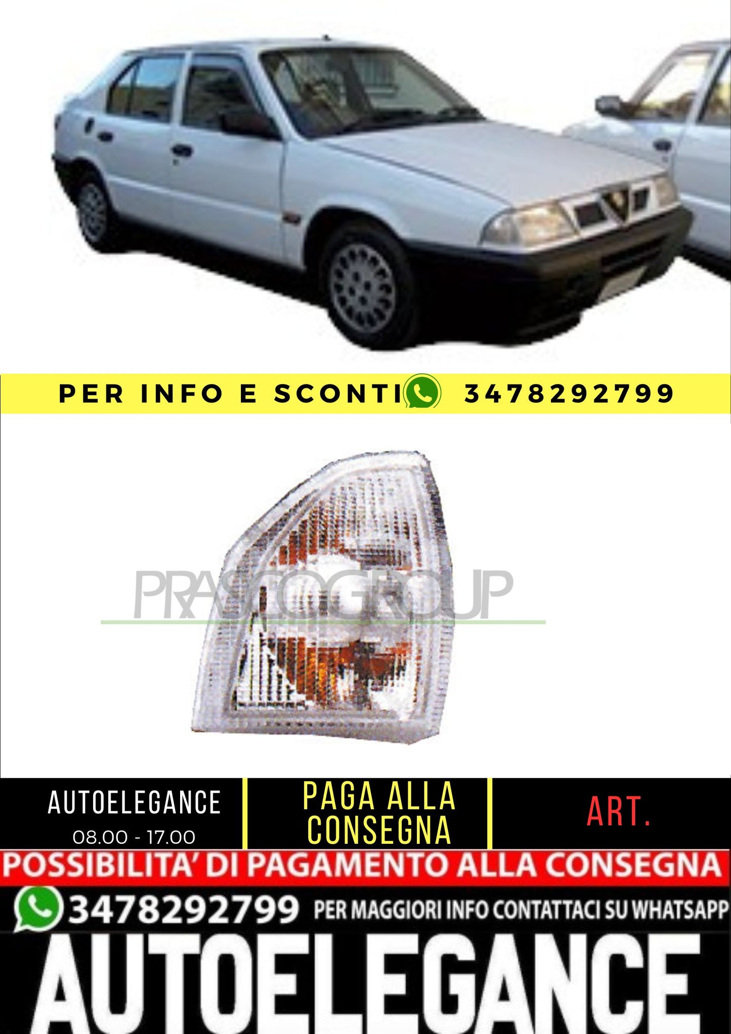 🔥AA0494113 FANALE ANTERIORE DESTRO-SENZA PORTALAMPADA ALFA ROMEO 33 83-94🔥