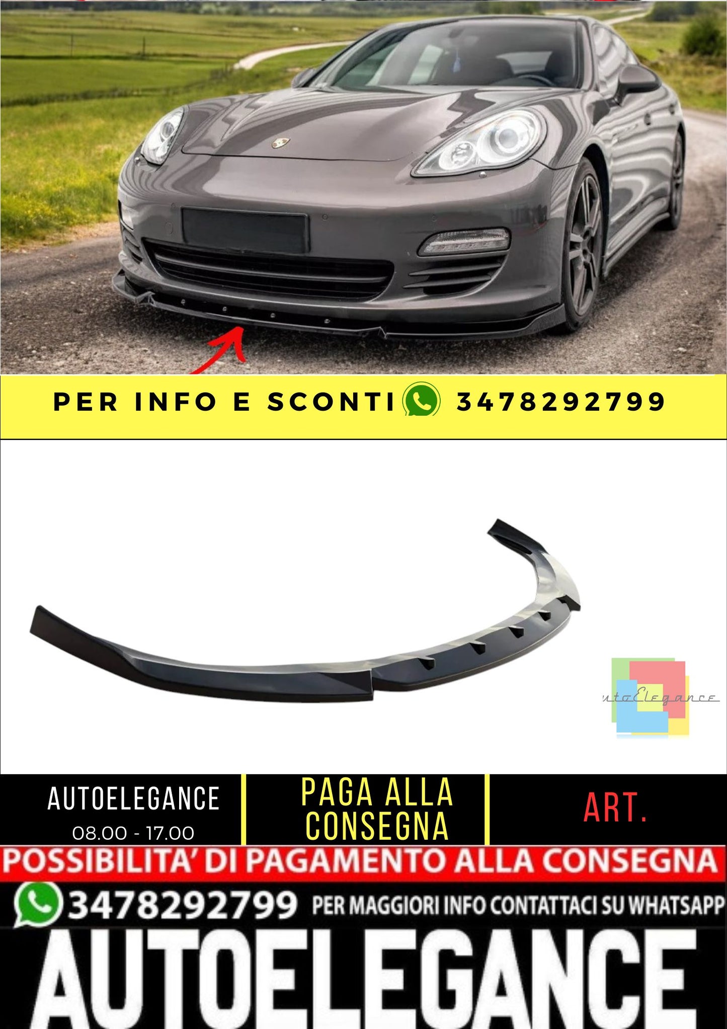 ✨SPLITTER V2 ADATTO PER Porsche Panamera 970 / Panamera Diesel 970 2011-2013✨