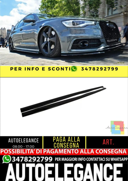 ✨MINIGONNE laterali design nero lucido ABS per Audi A6 C7 S Line 2011-2014✨