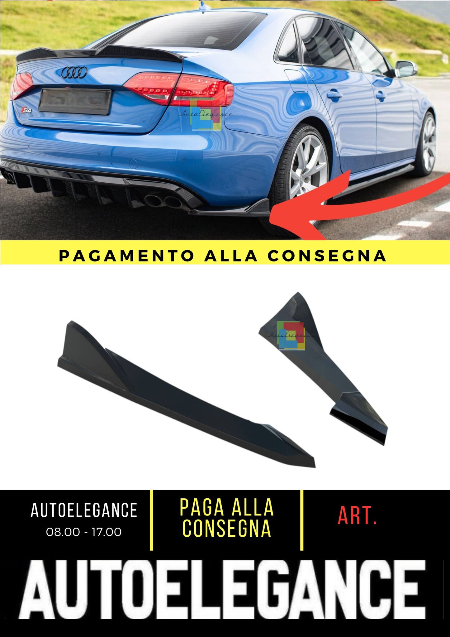 😎Splitter laterali posteriori adatto per V.2 Audi S4 Sedan B8😎