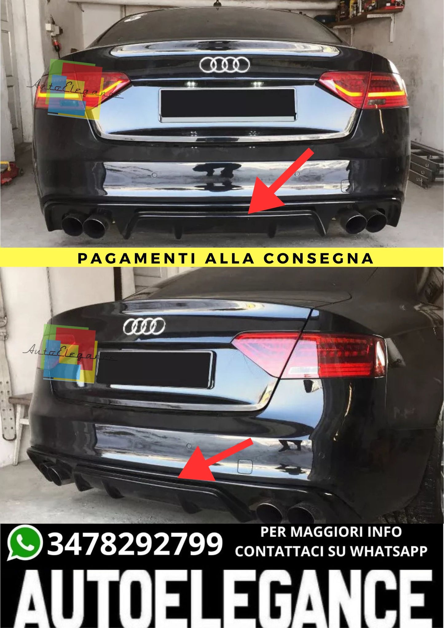 DIFFUSORE ADATTO PER AUDI A5 SPORTBACK 8TA S-LINE (FACELIFT 2012-16)