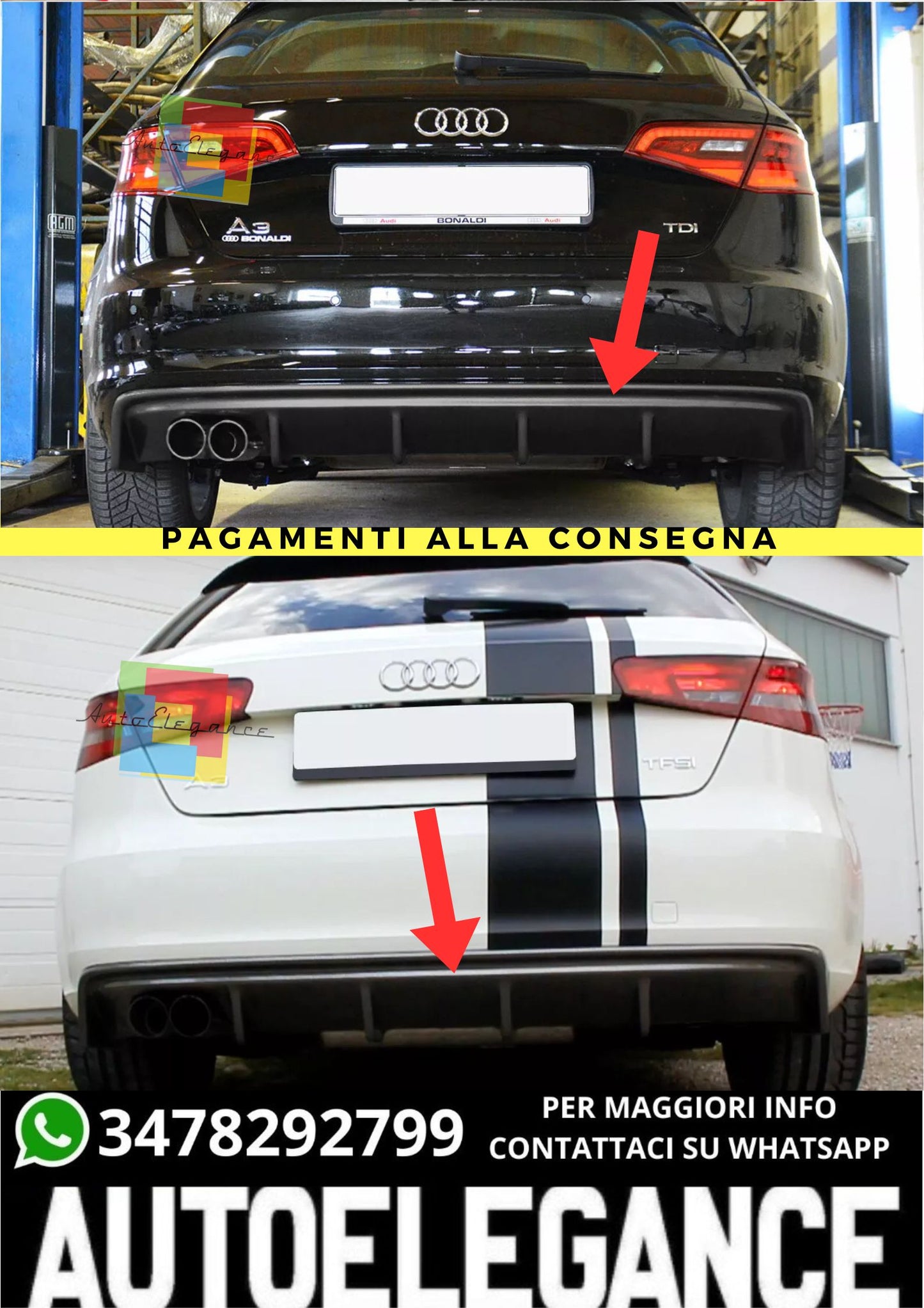 🔥DIFFUSORE  ADATTO PER  AUDI A3 8P SPORTBACK🔥