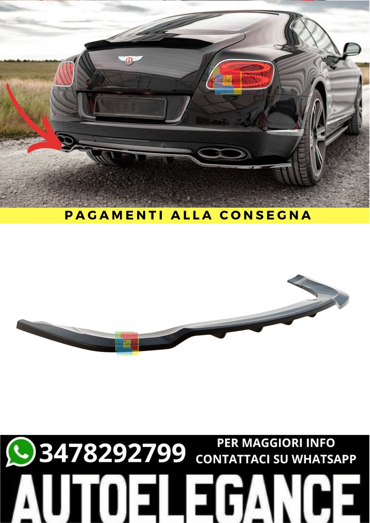 🔥Splitter (con barre verticali) Adatto Per Bentley Continental GT V8 S Mk2🔥