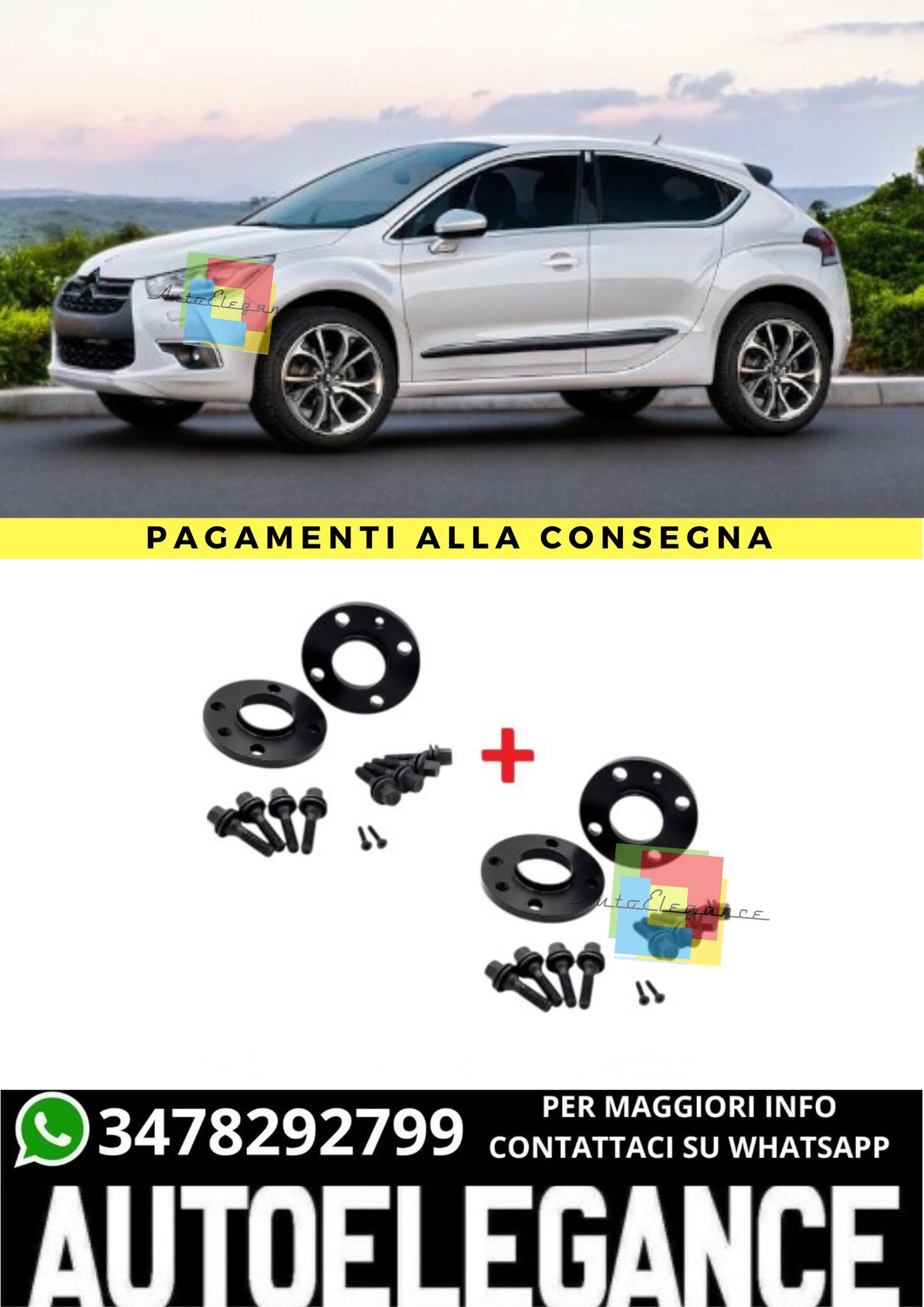⭐KIT 4 DISTANZIALI 16+20mm NERO ADATTO PER CITROEN DS4 dal 2011 al 2015⭐